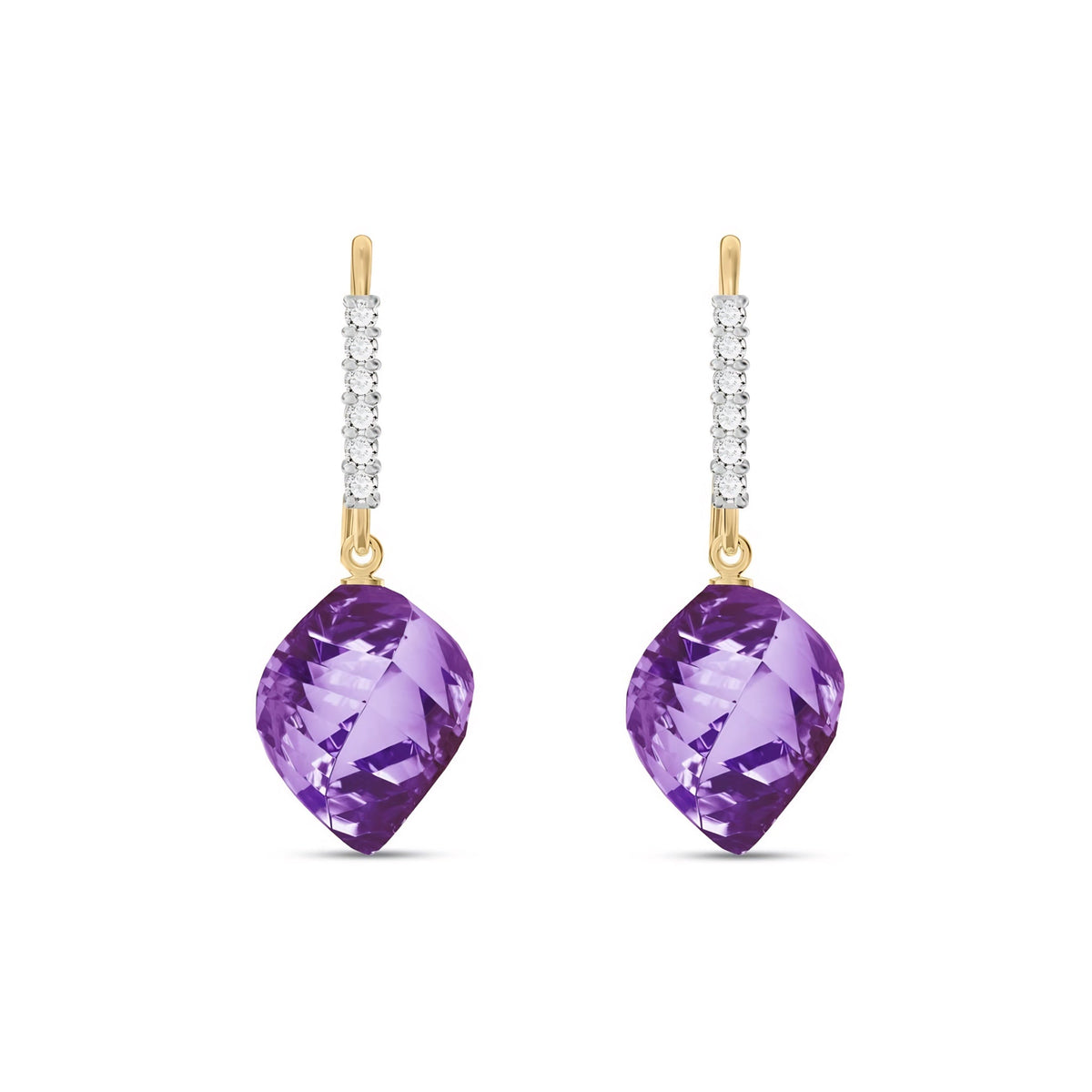 Yellow Gold Earrings Amethyst 10K — Giovannina