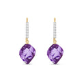 Yellow Gold Earrings Amethyst 10K — Giovannina