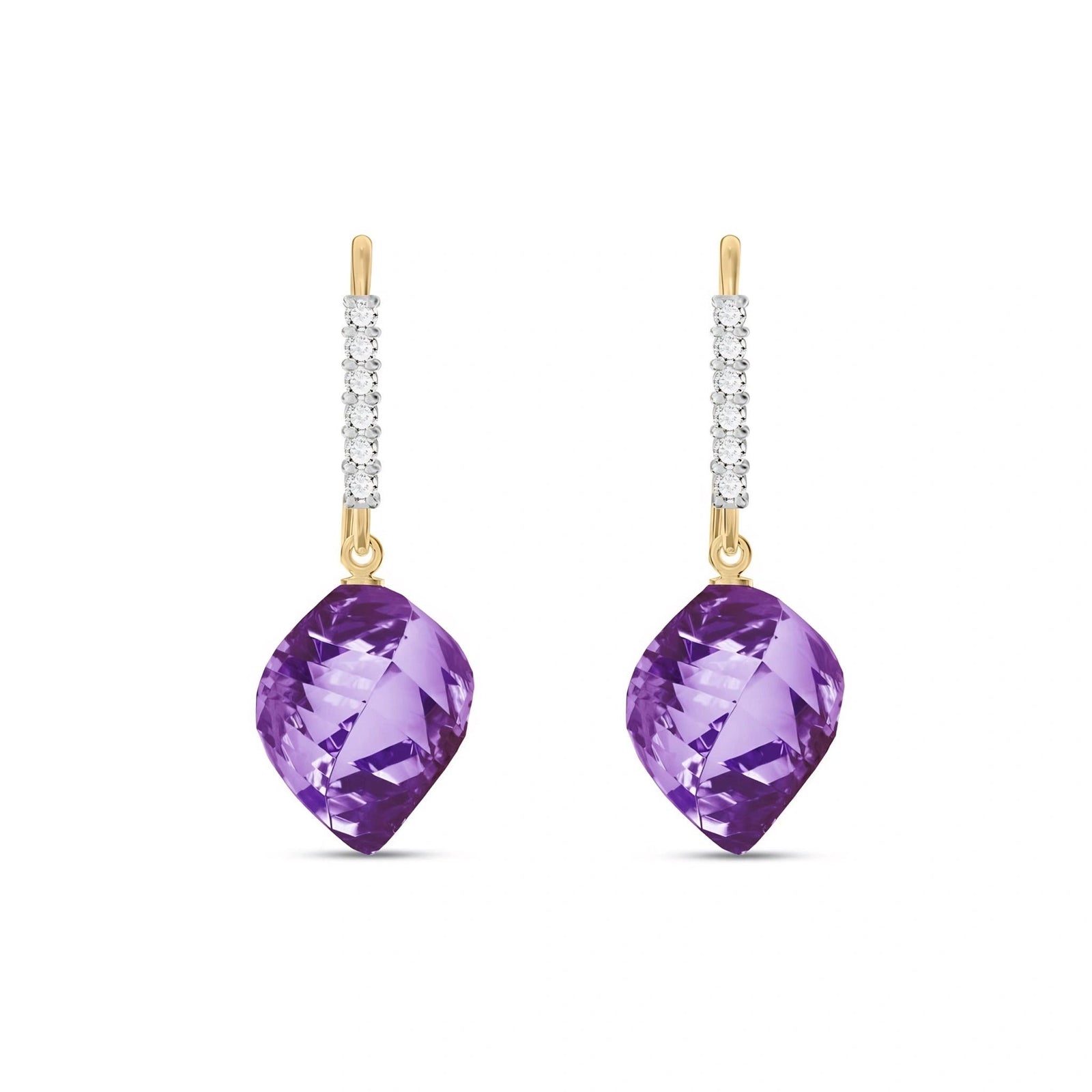 Yellow Gold Earrings Amethyst 10K — Giovannina