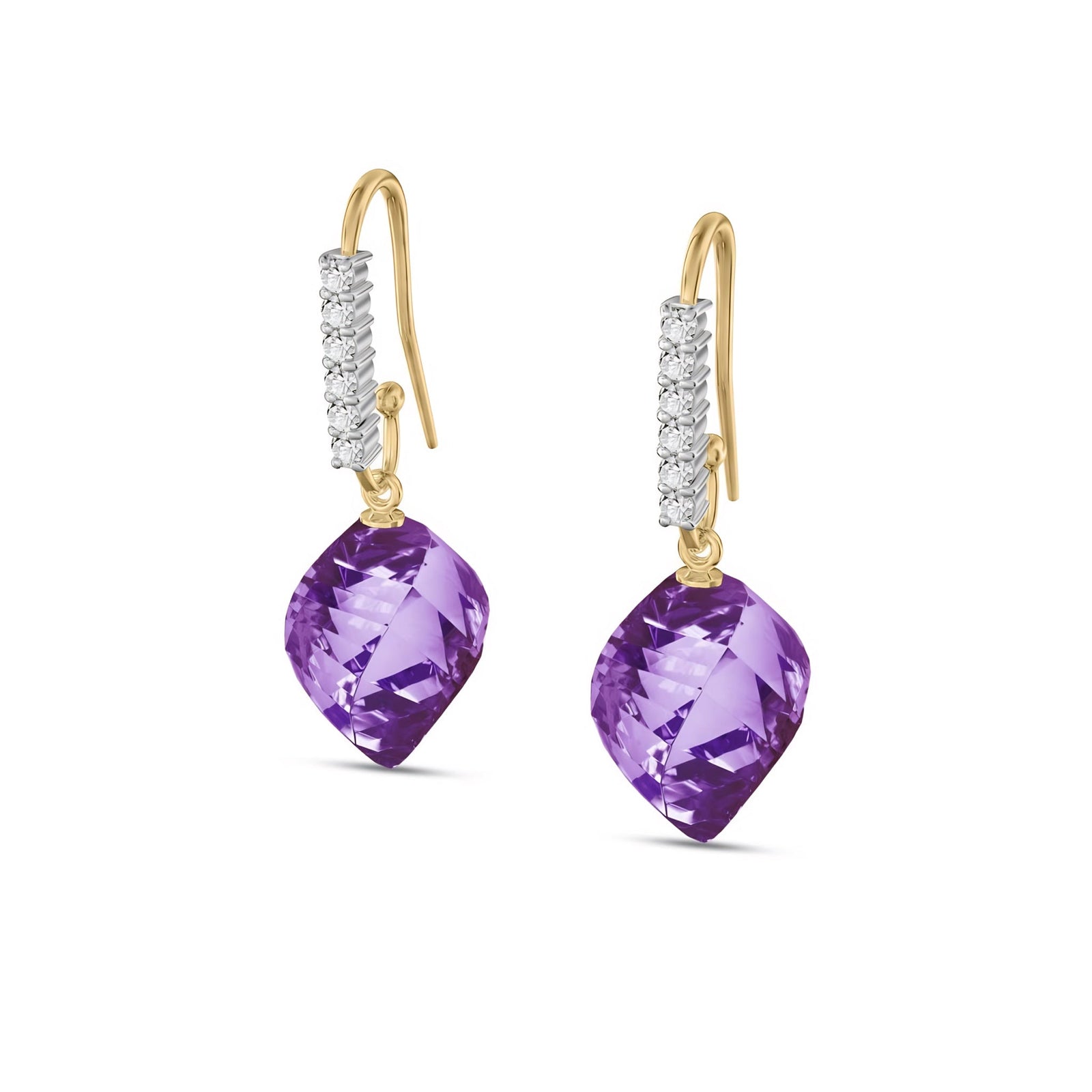 Yellow Gold Earrings Amethyst 10K — Giovannina