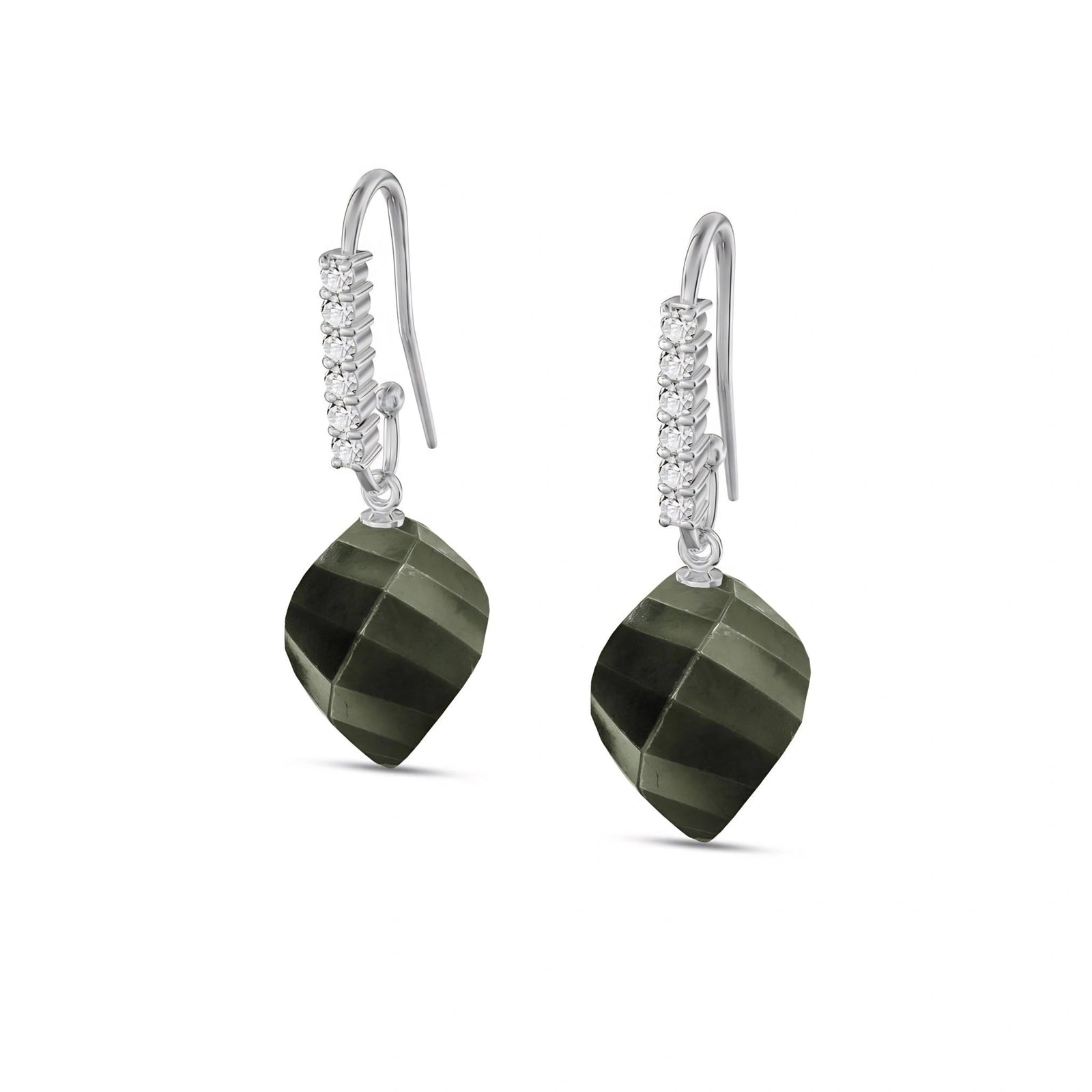White Gold Earrings Spinel 10K — Giovannina