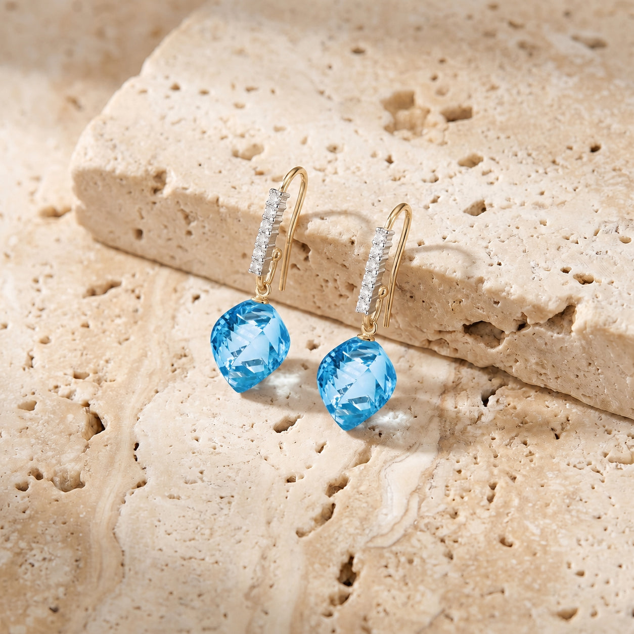Yellow Gold Earrings Spinel 10K — Giovannina