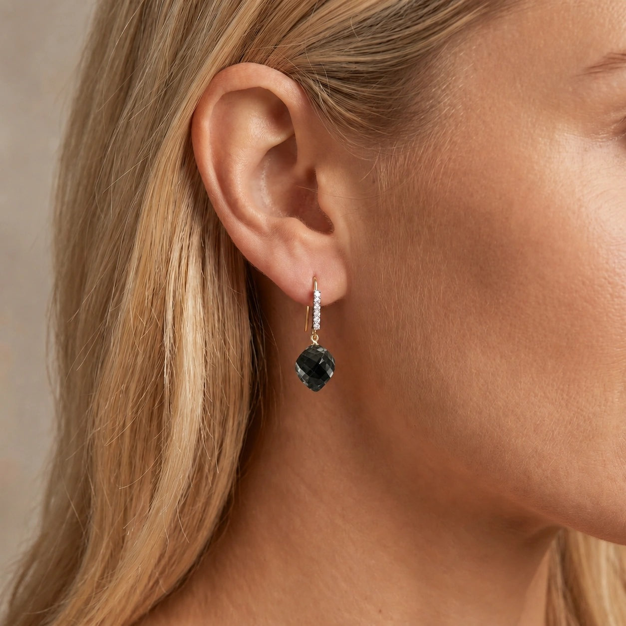 Yellow Gold Earrings Spinel 10K — Giovannina