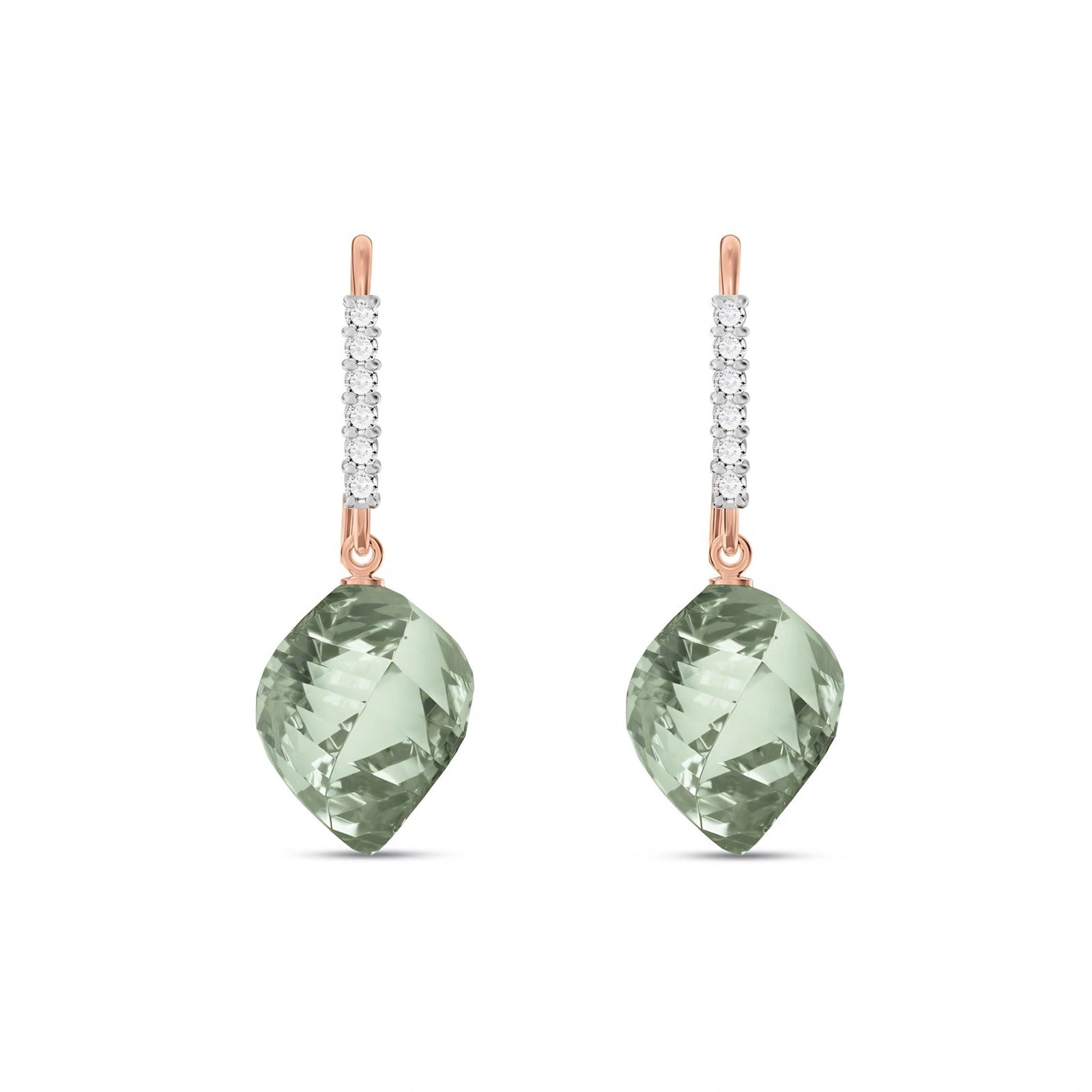 Rose Gold Earrings Green Amethyst 10K — Giovannina