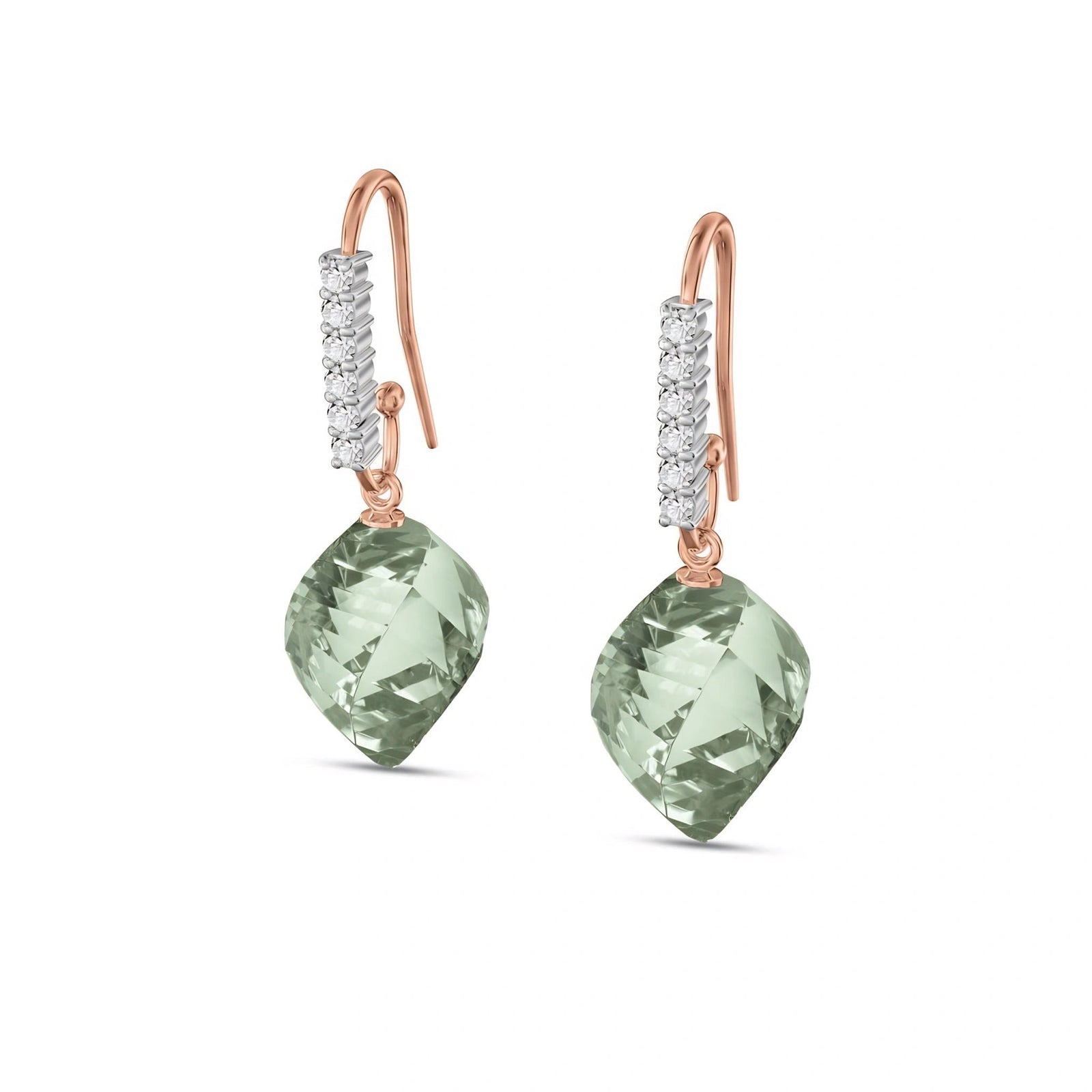 Rose Gold Earrings Green Amethyst 10K — Giovannina