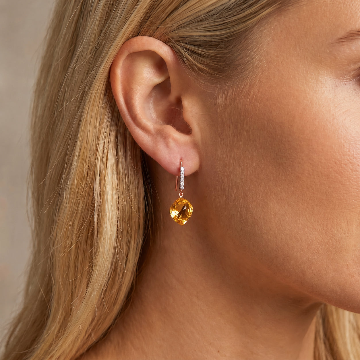 Rose Gold Earrings Green Amethyst 10K — Giovannina