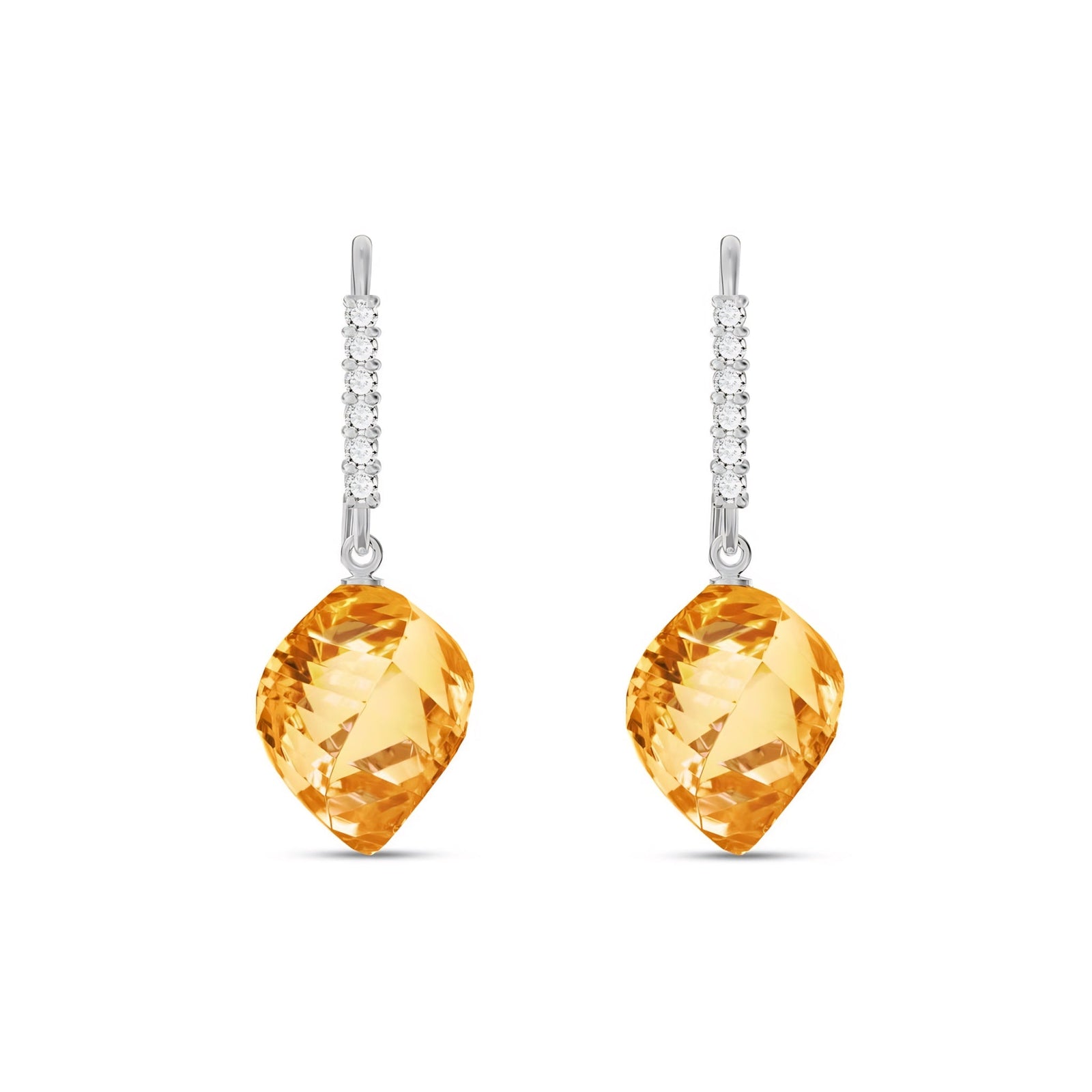 White Gold Earrings Green Amethyst 10K — Giovannina
