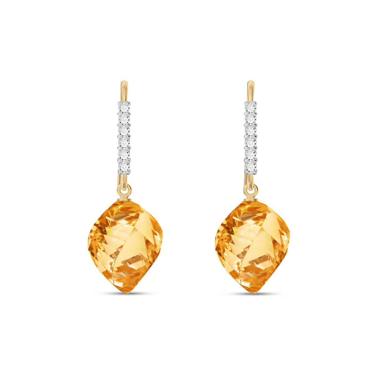 Yellow Gold Earrings Green Amethyst 10K — Giovannina