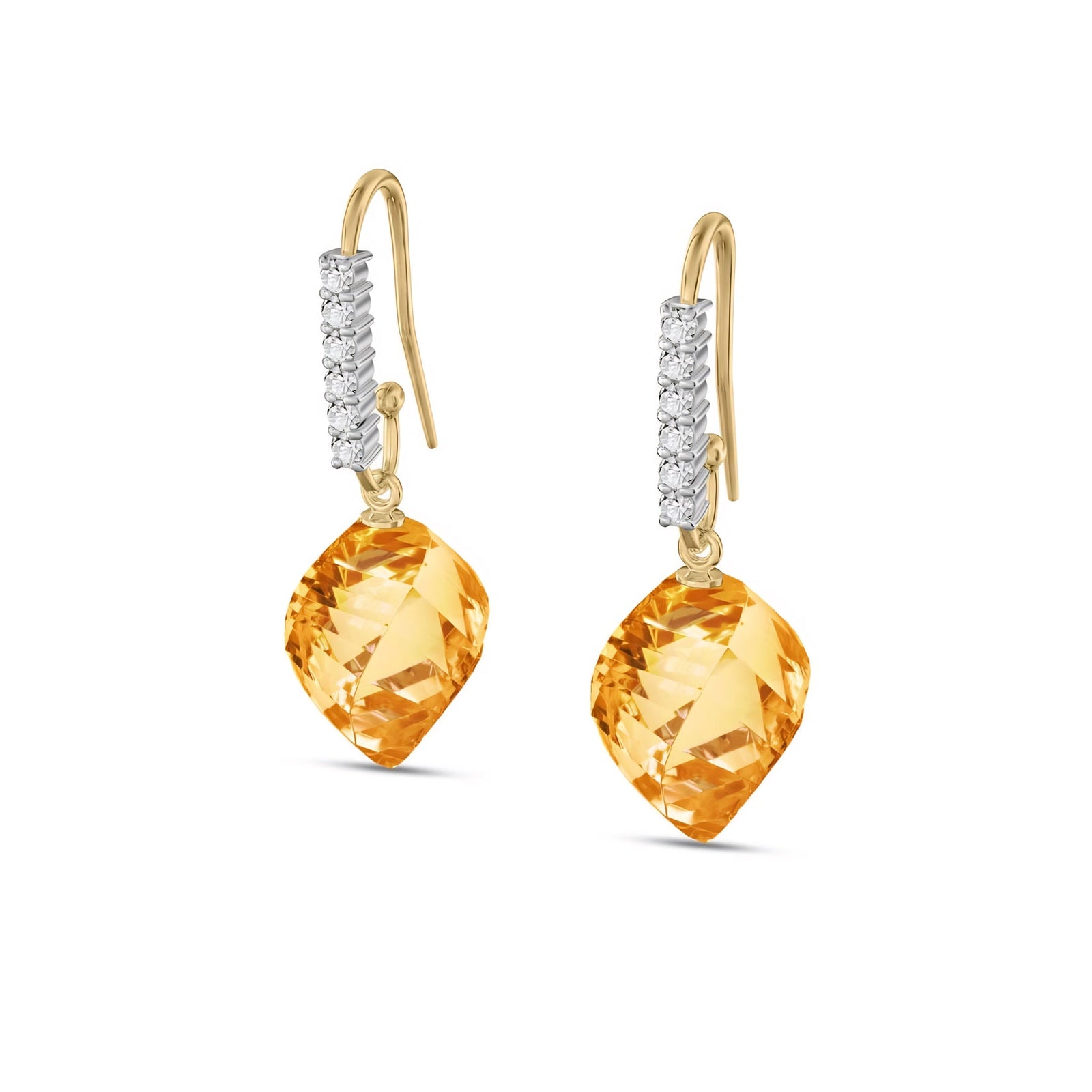 Yellow Gold Earrings Green Amethyst 10K — Giovannina