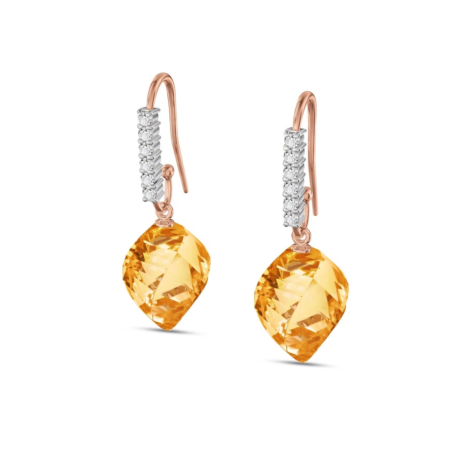 Rose Gold Earrings Citrine 10K — Giovannina