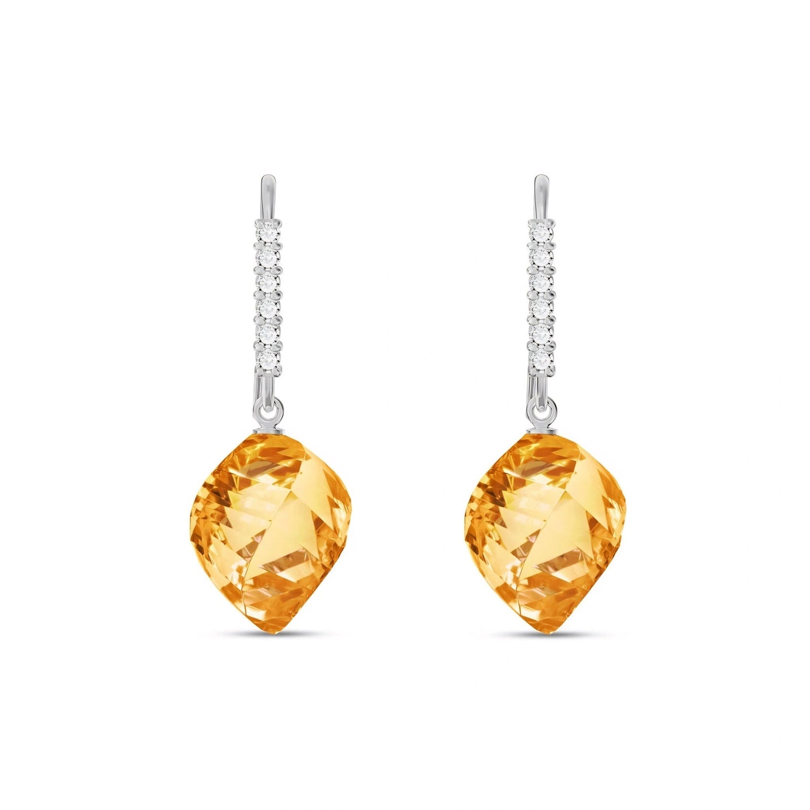 White Gold Earrings Citrine 10K — Giovannina