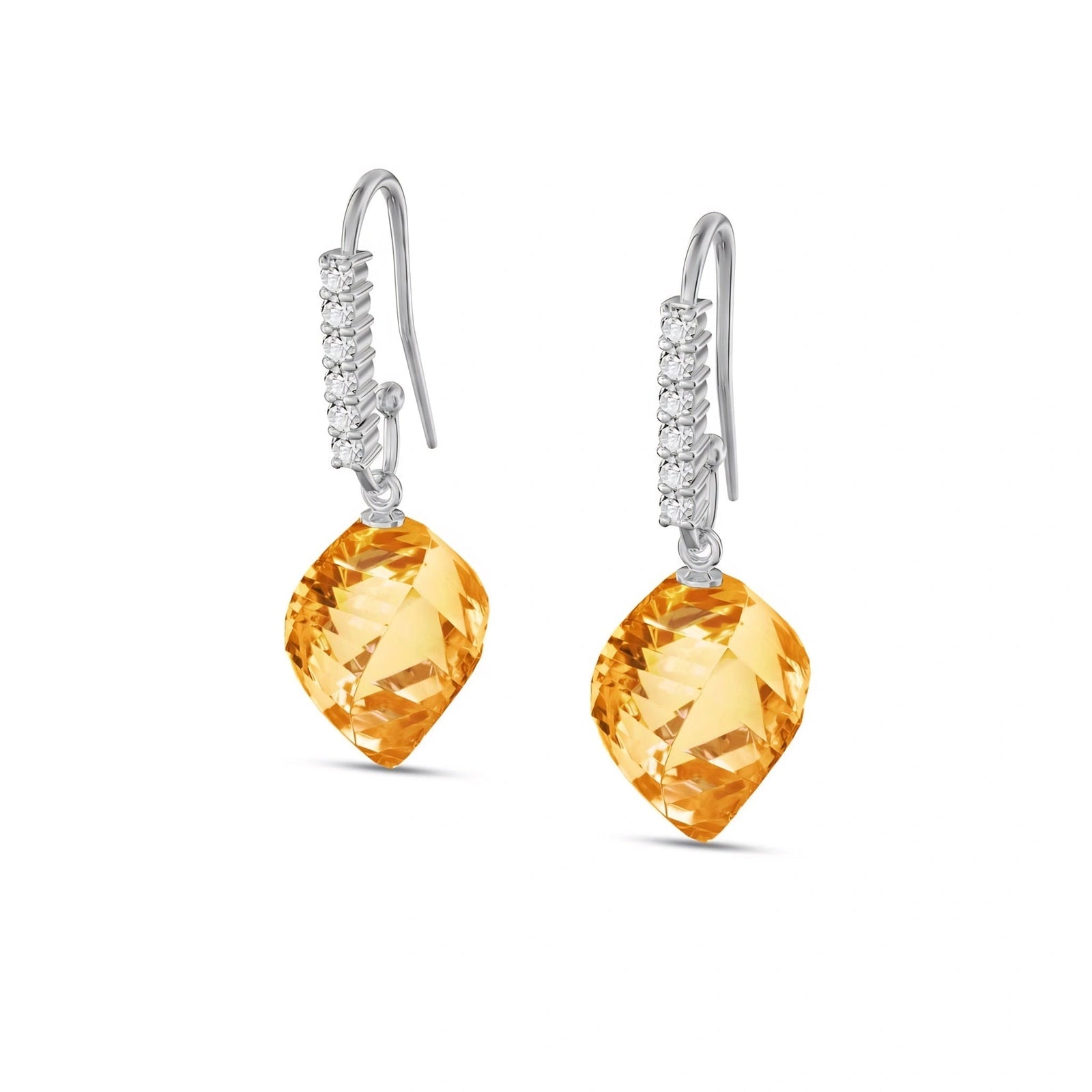 White Gold Earrings Citrine 10K — Giovannina