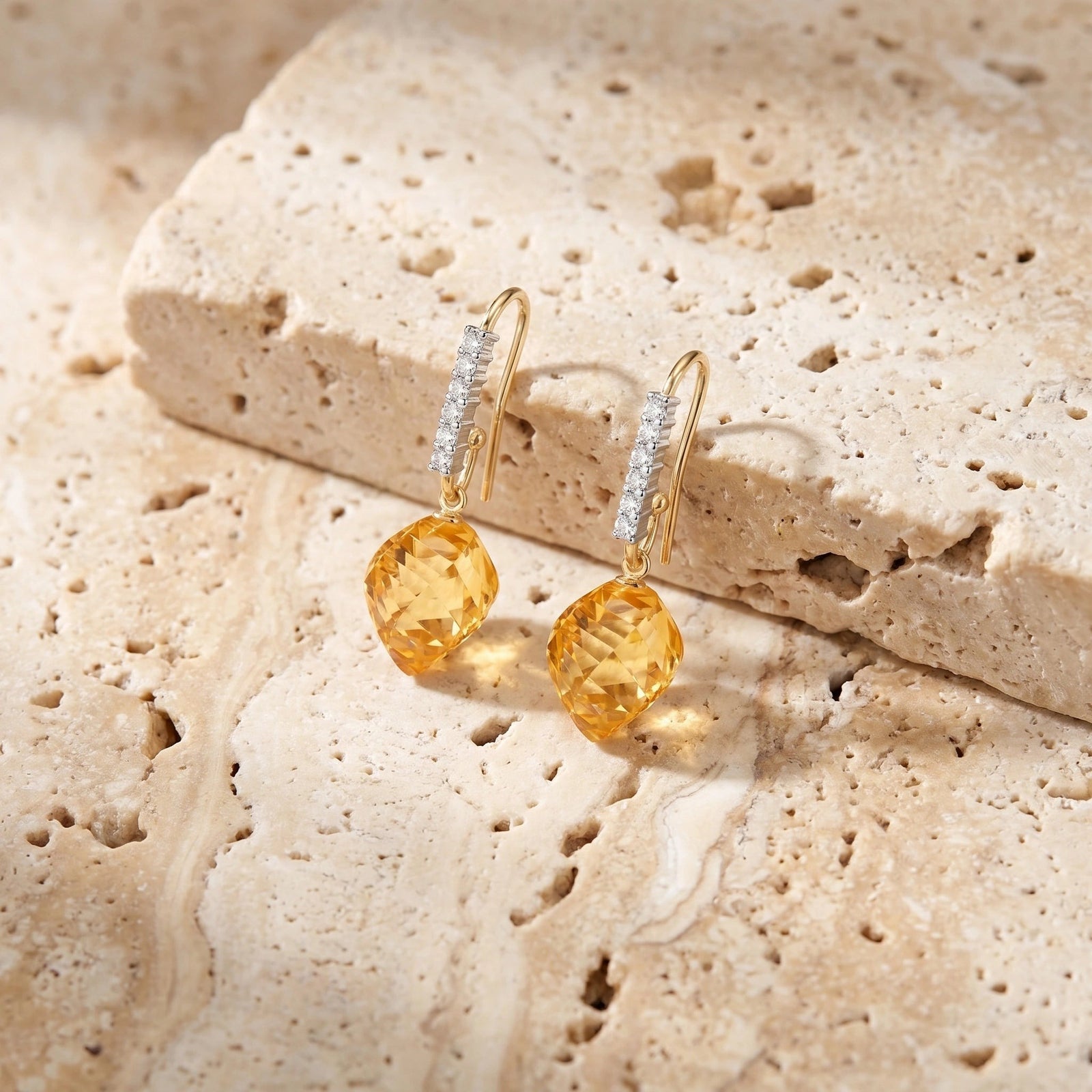 Yellow Gold Earrings Citrine 10K — Giovannina