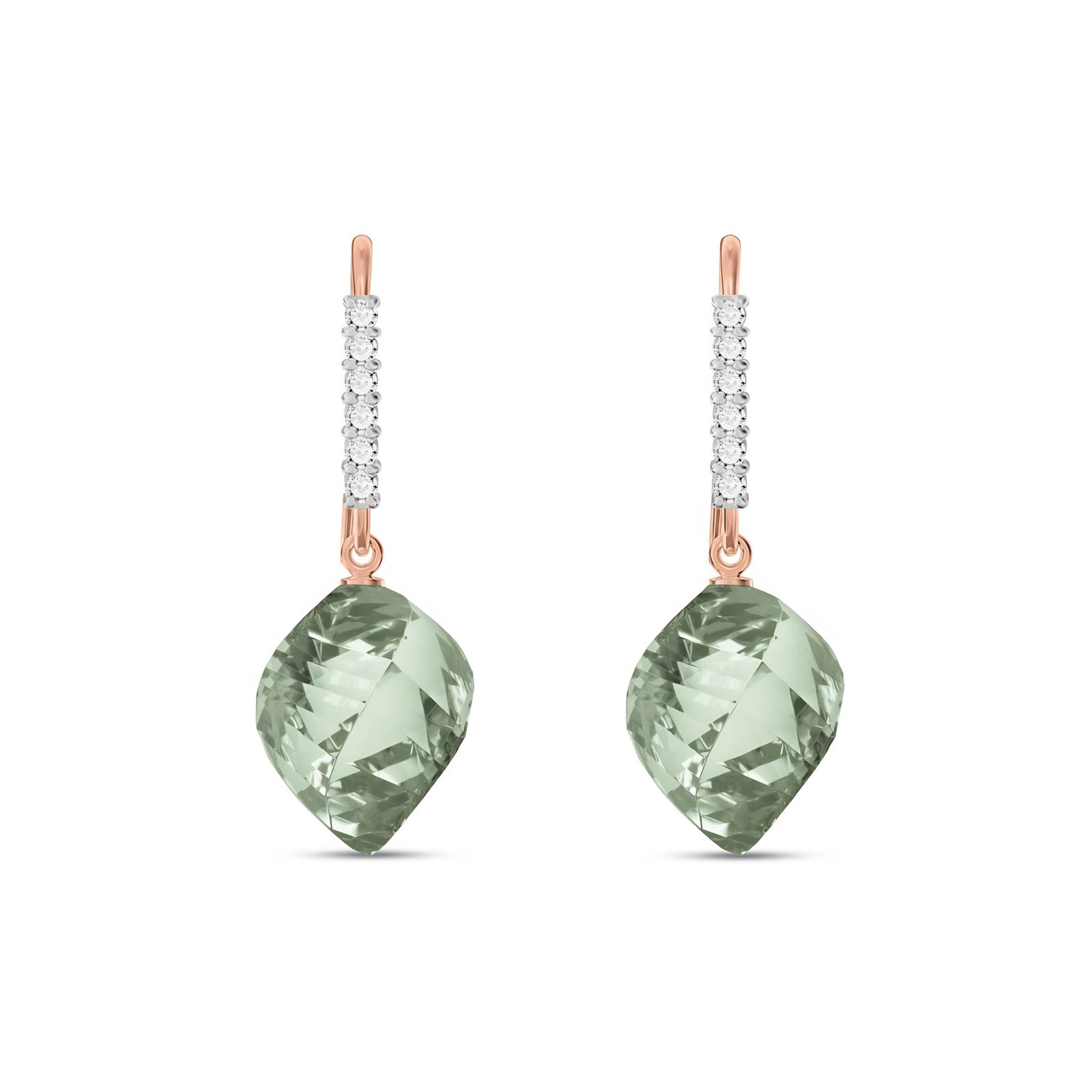 Rose Gold Earrings White Topaz 10K — Giovannina