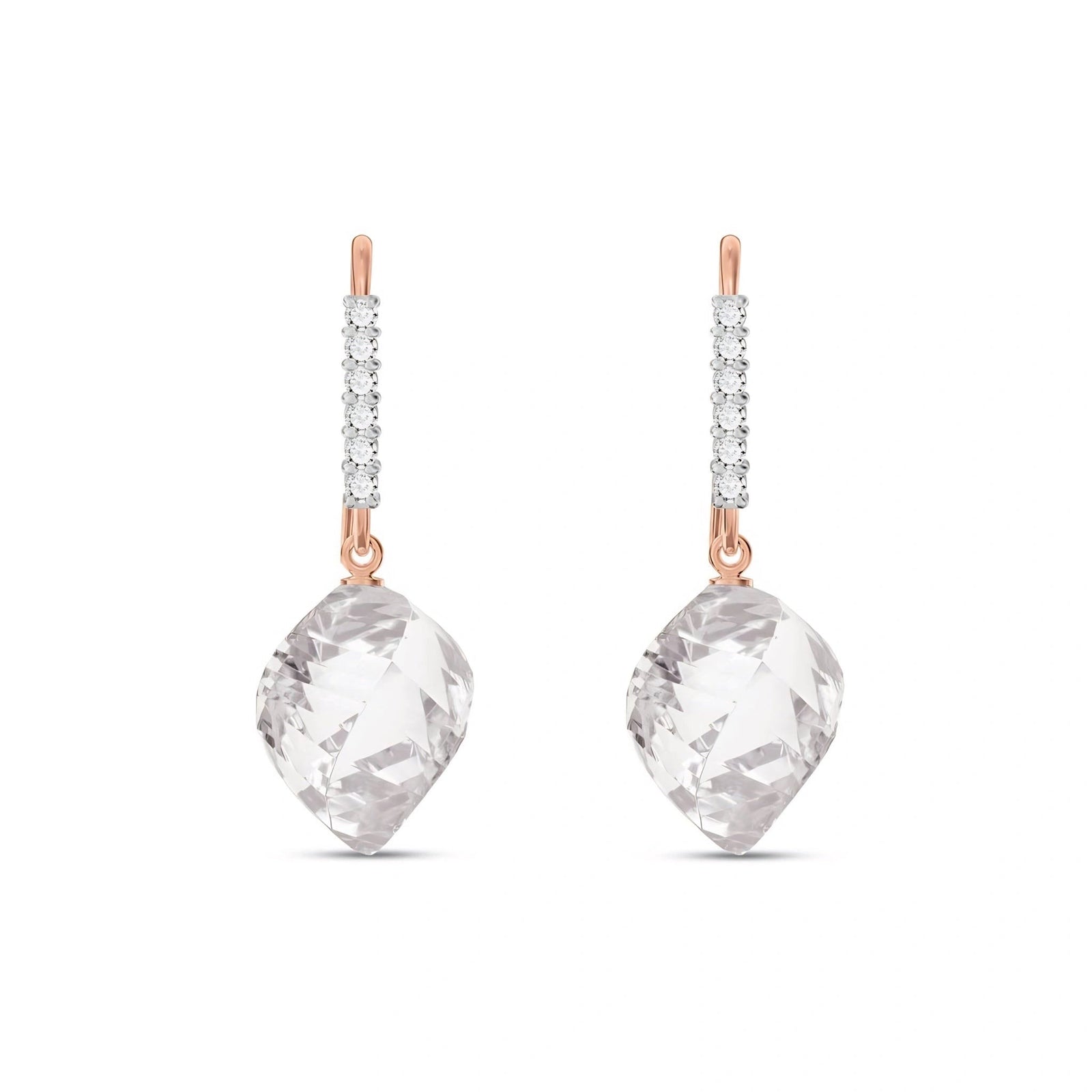Rose Gold Earrings White Topaz 10K — Giovannina