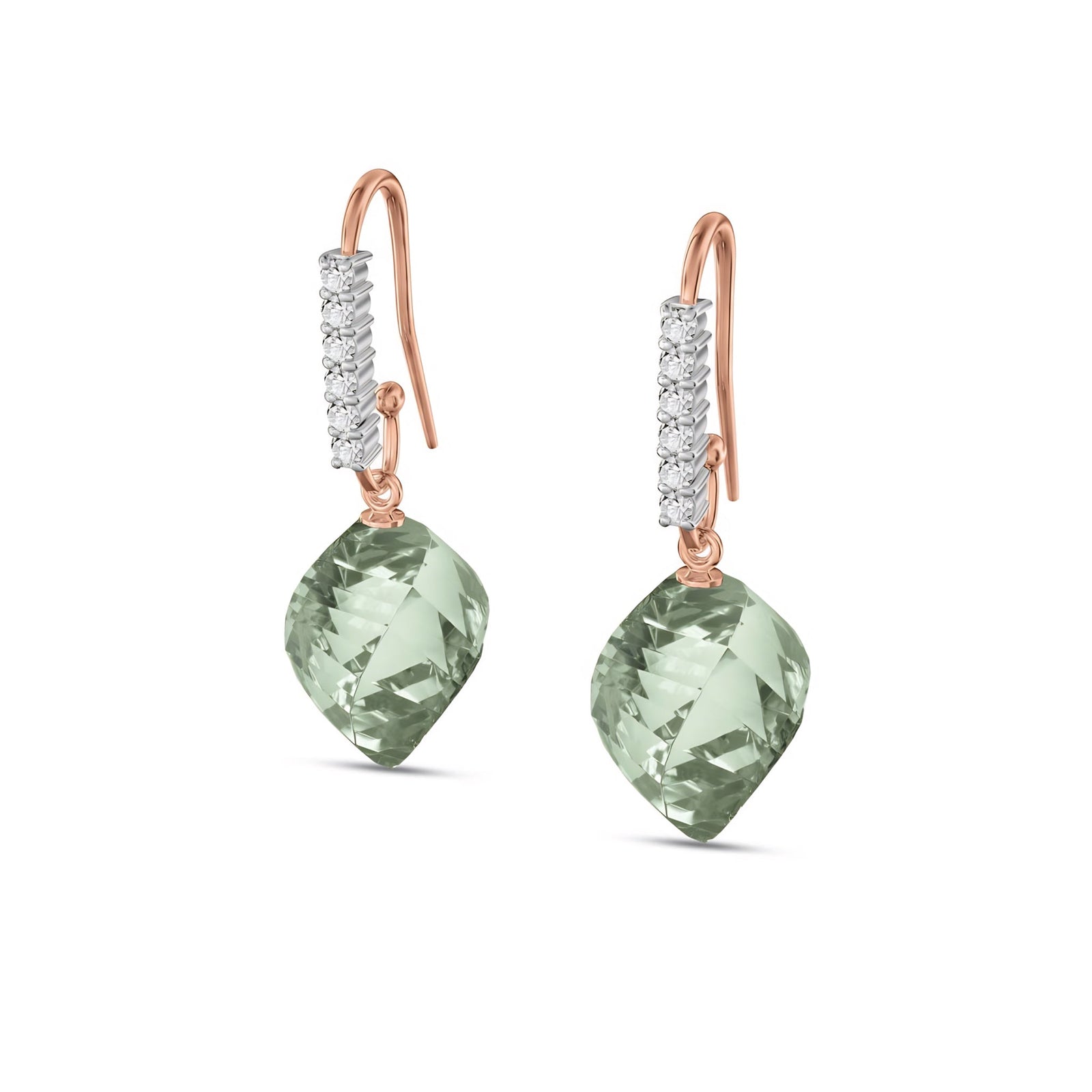 Rose Gold Earrings White Topaz 10K — Giovannina
