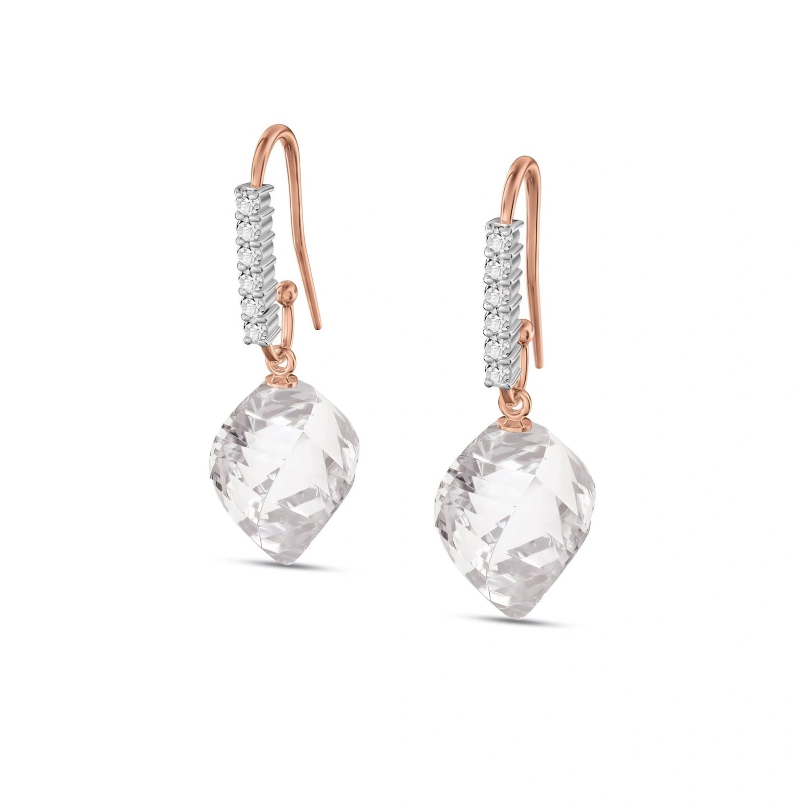 Rose Gold Earrings White Topaz 10K — Giovannina