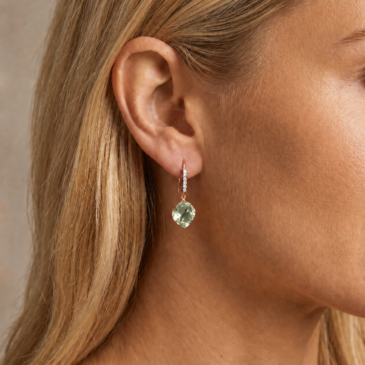 Rose Gold Earrings White Topaz 10K — Giovannina