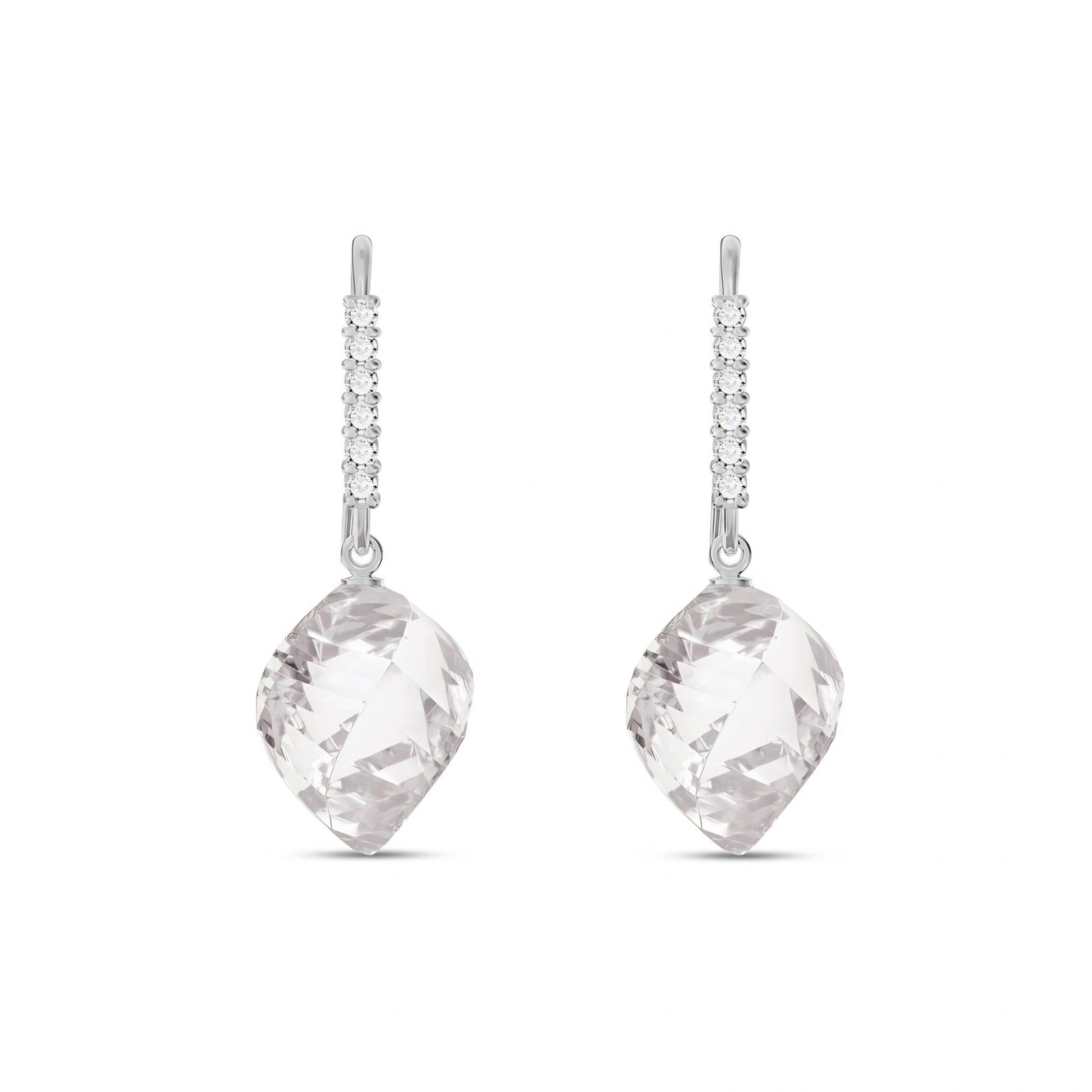 White Gold Earrings White Topaz 10K — Giovannina