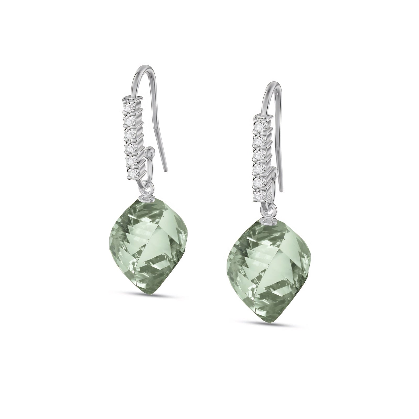 White Gold Earrings White Topaz 10K — Giovannina