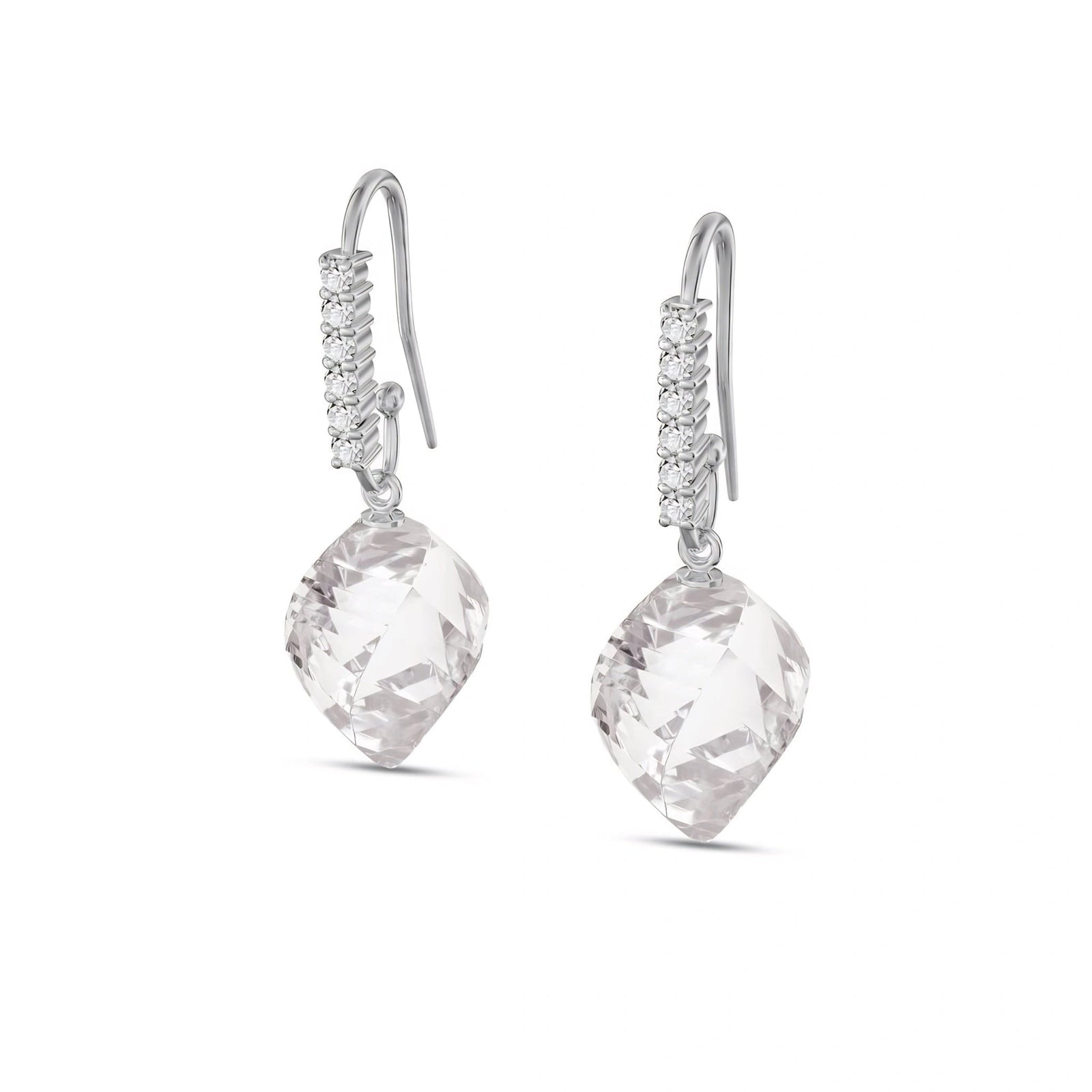 White Gold Earrings White Topaz 10K — Giovannina