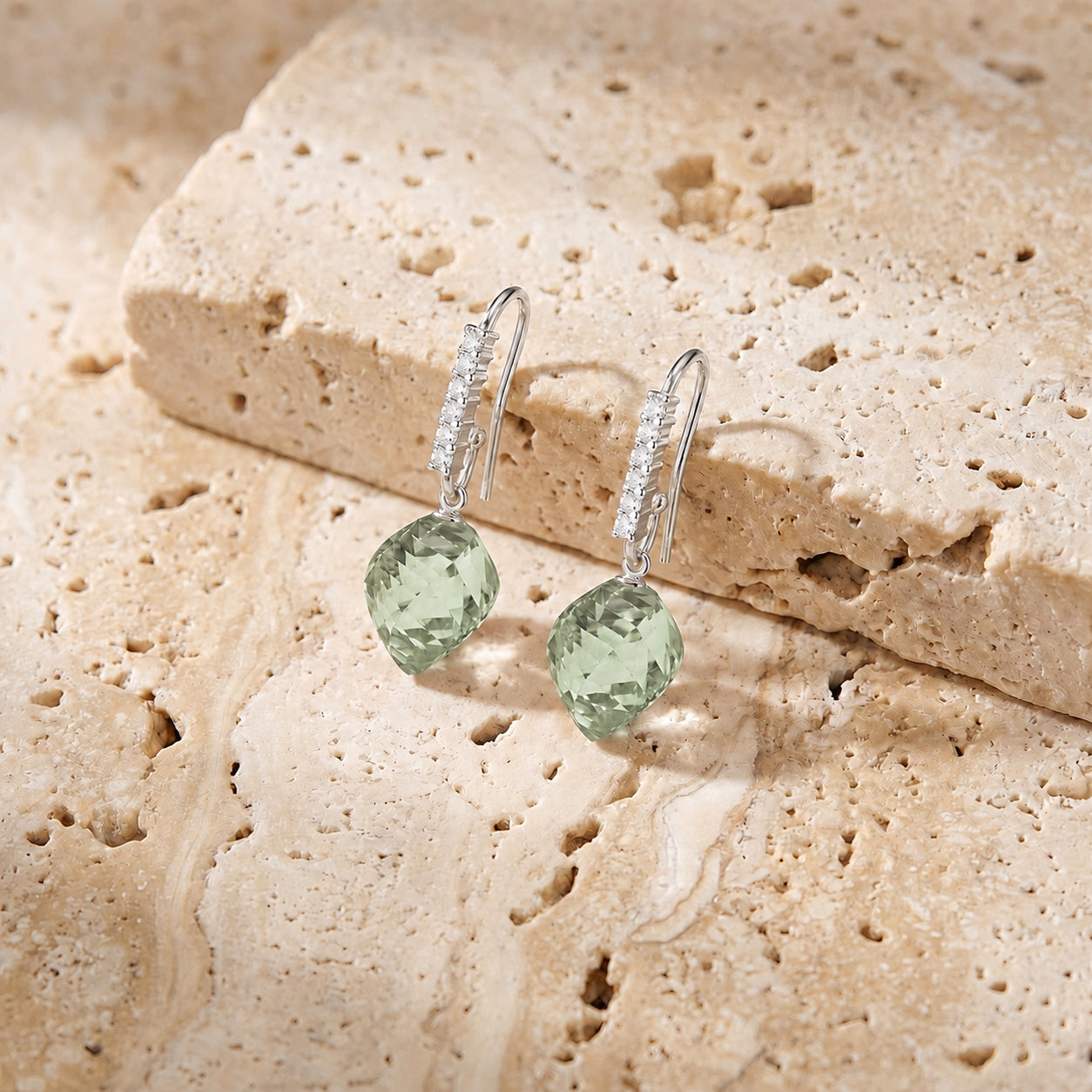 White Gold Earrings White Topaz 10K — Giovannina