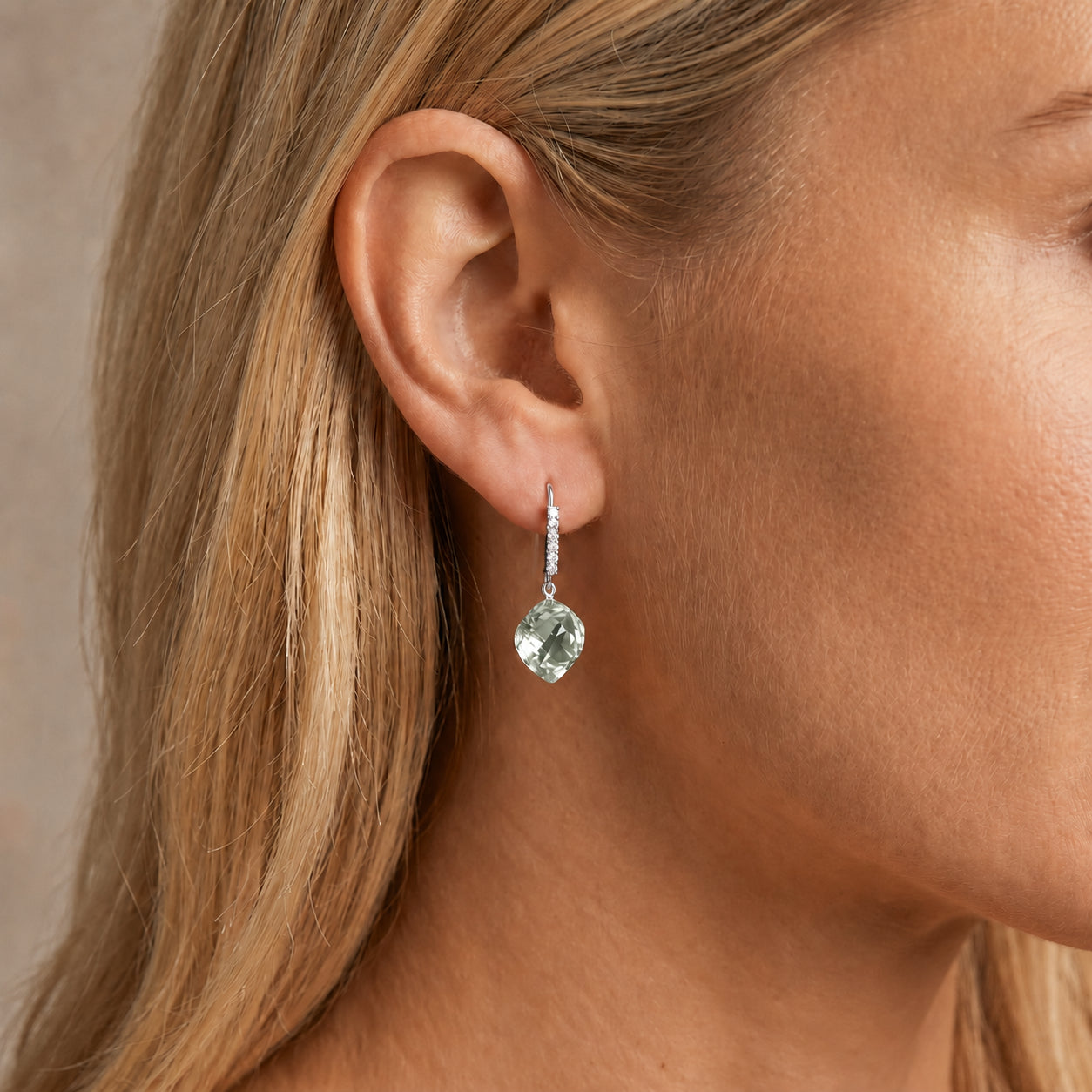 White Gold Earrings White Topaz 10K — Giovannina