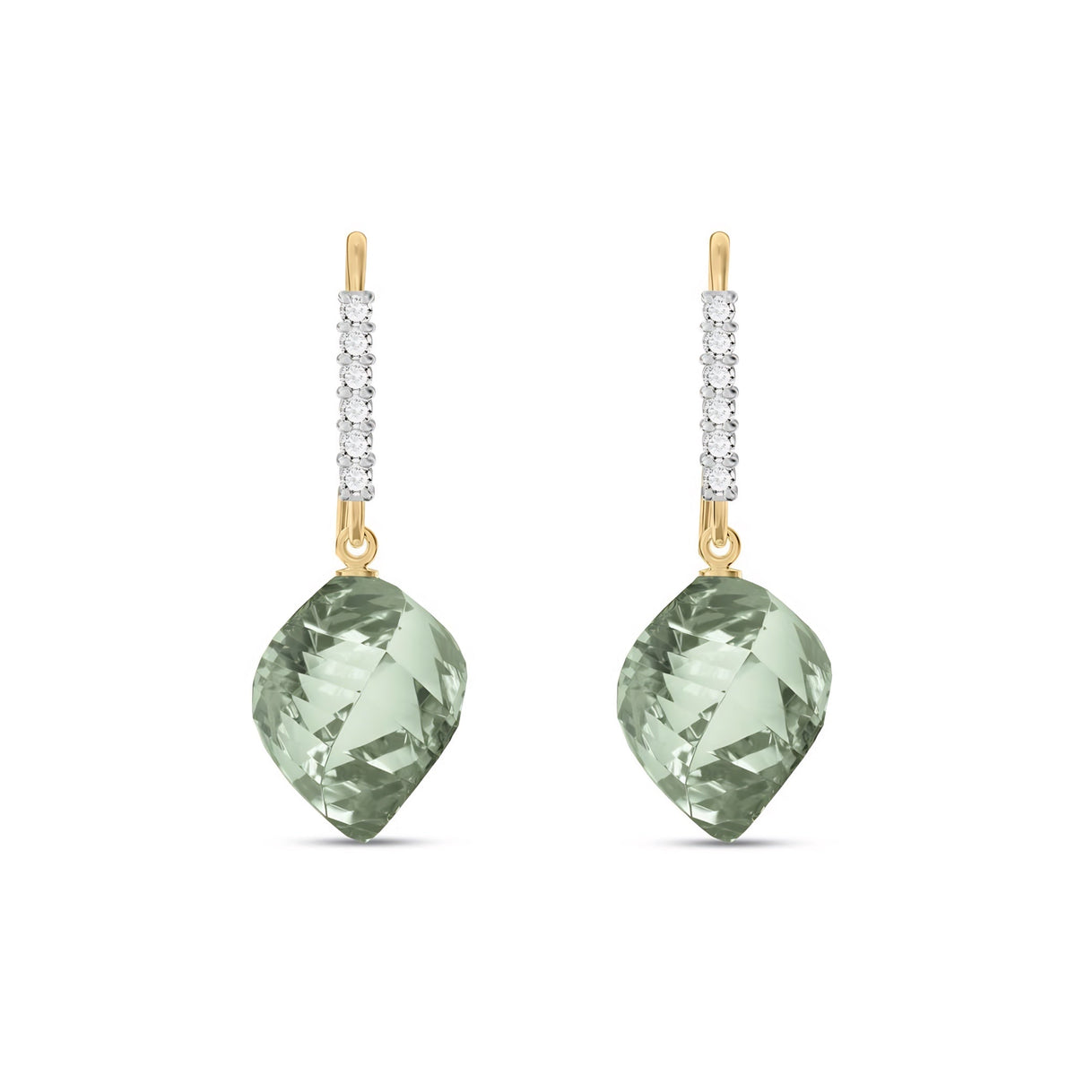 Yellow Gold Earrings White Topaz 10K — Giovannina