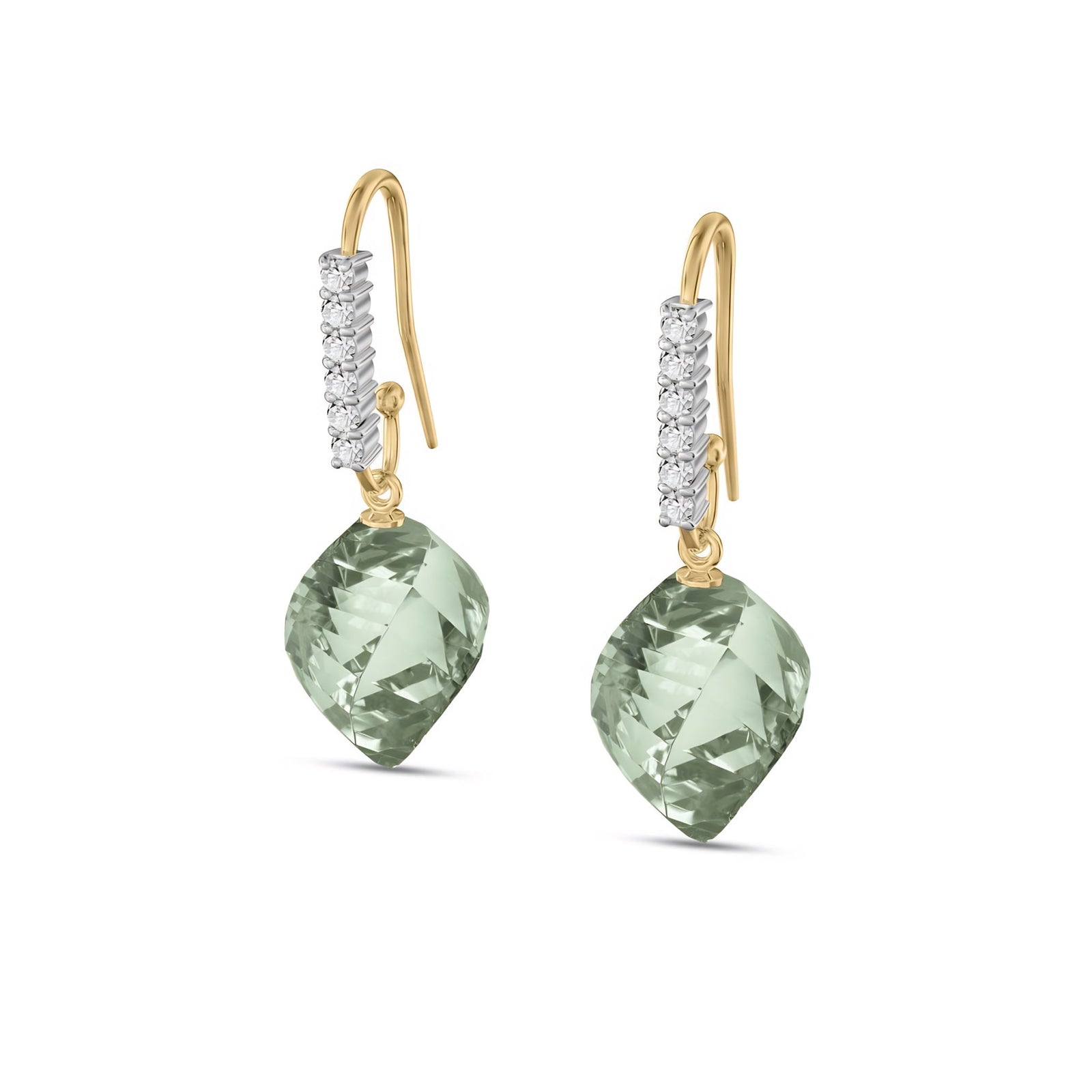 Yellow Gold Earrings White Topaz 10K — Giovannina