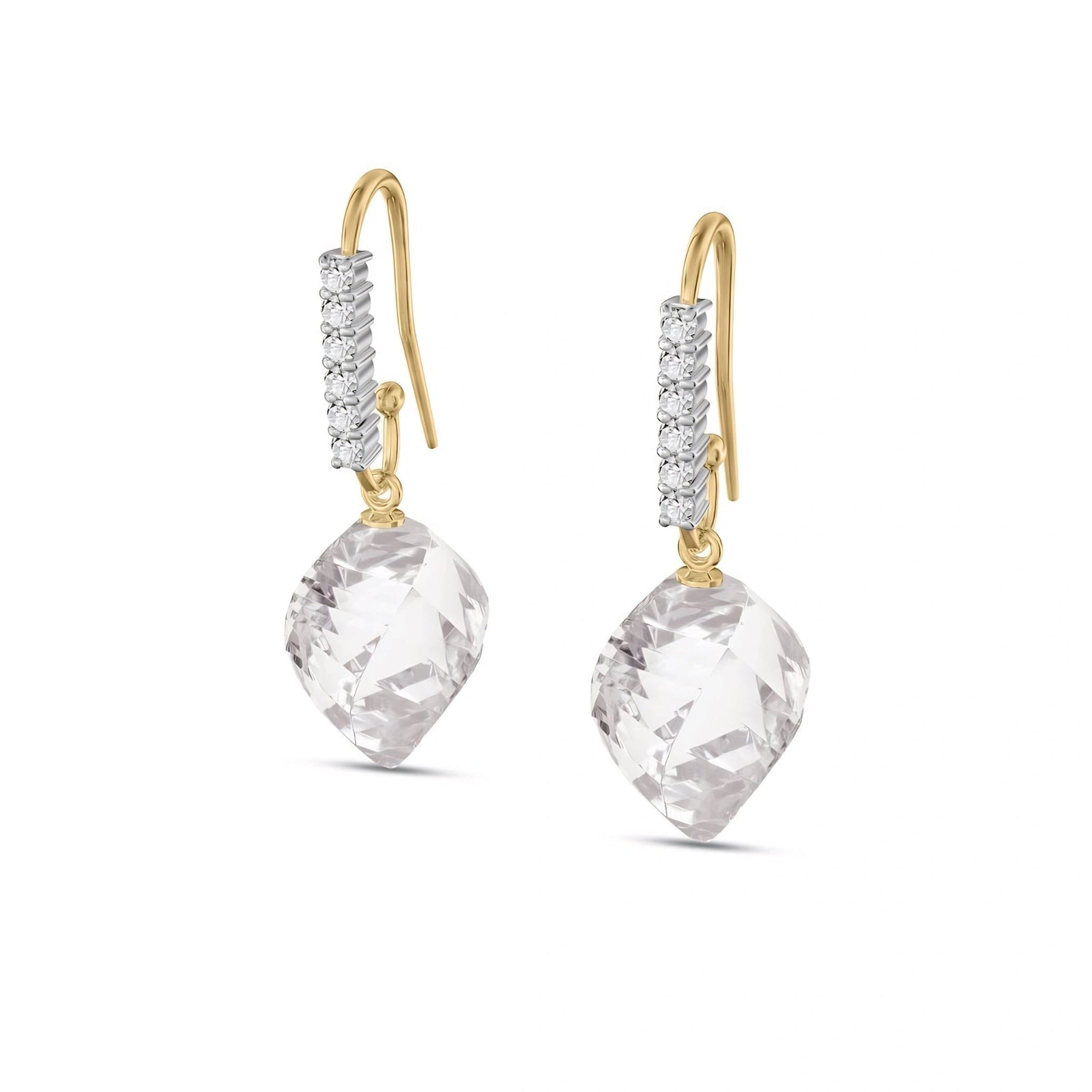 Yellow Gold Earrings White Topaz 10K — Giovannina
