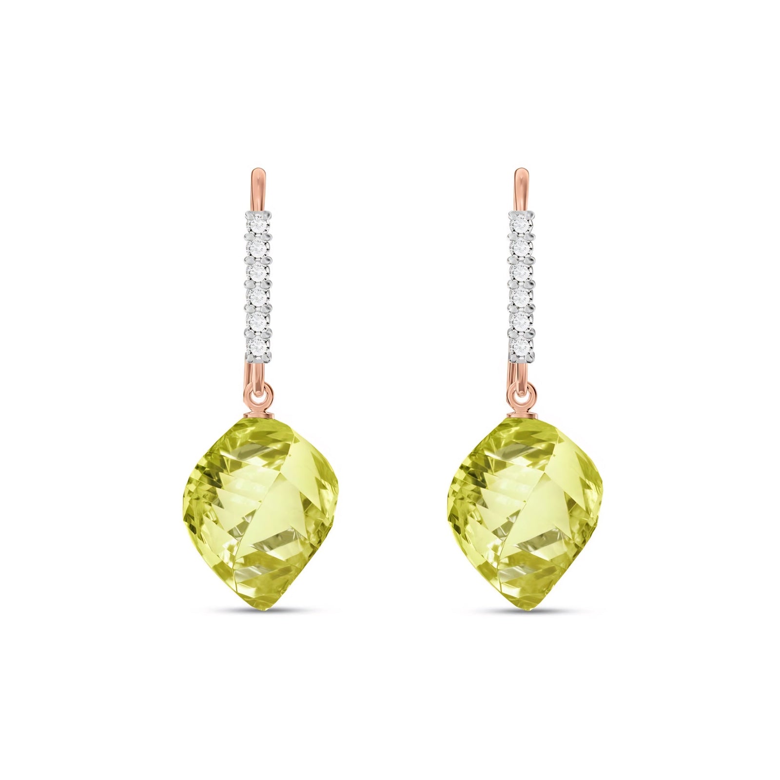 Rose Gold Earrings Lemon Quartz 10K — Giovannina