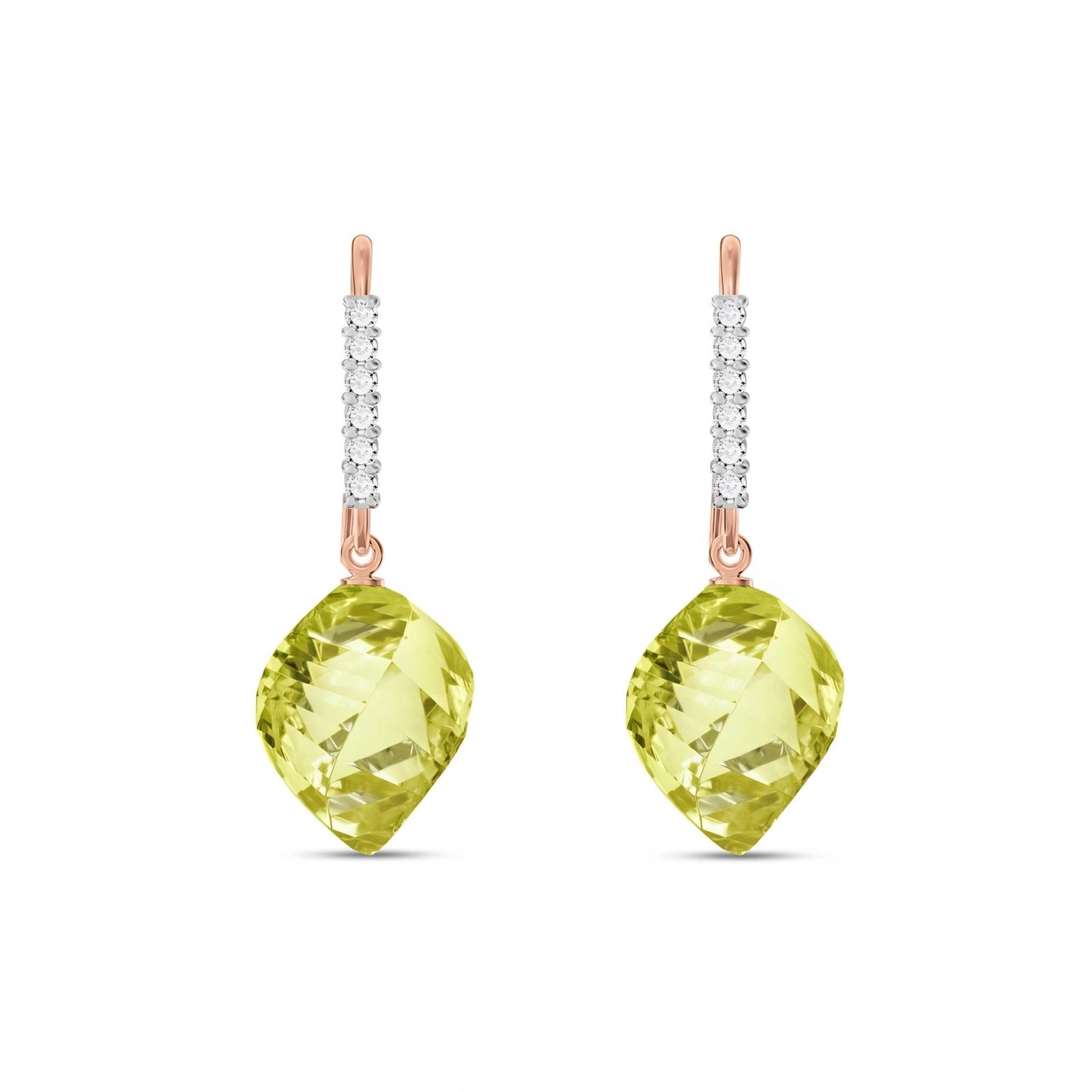 Rose Gold Earrings Lemon Quartz 10K — Giovannina
