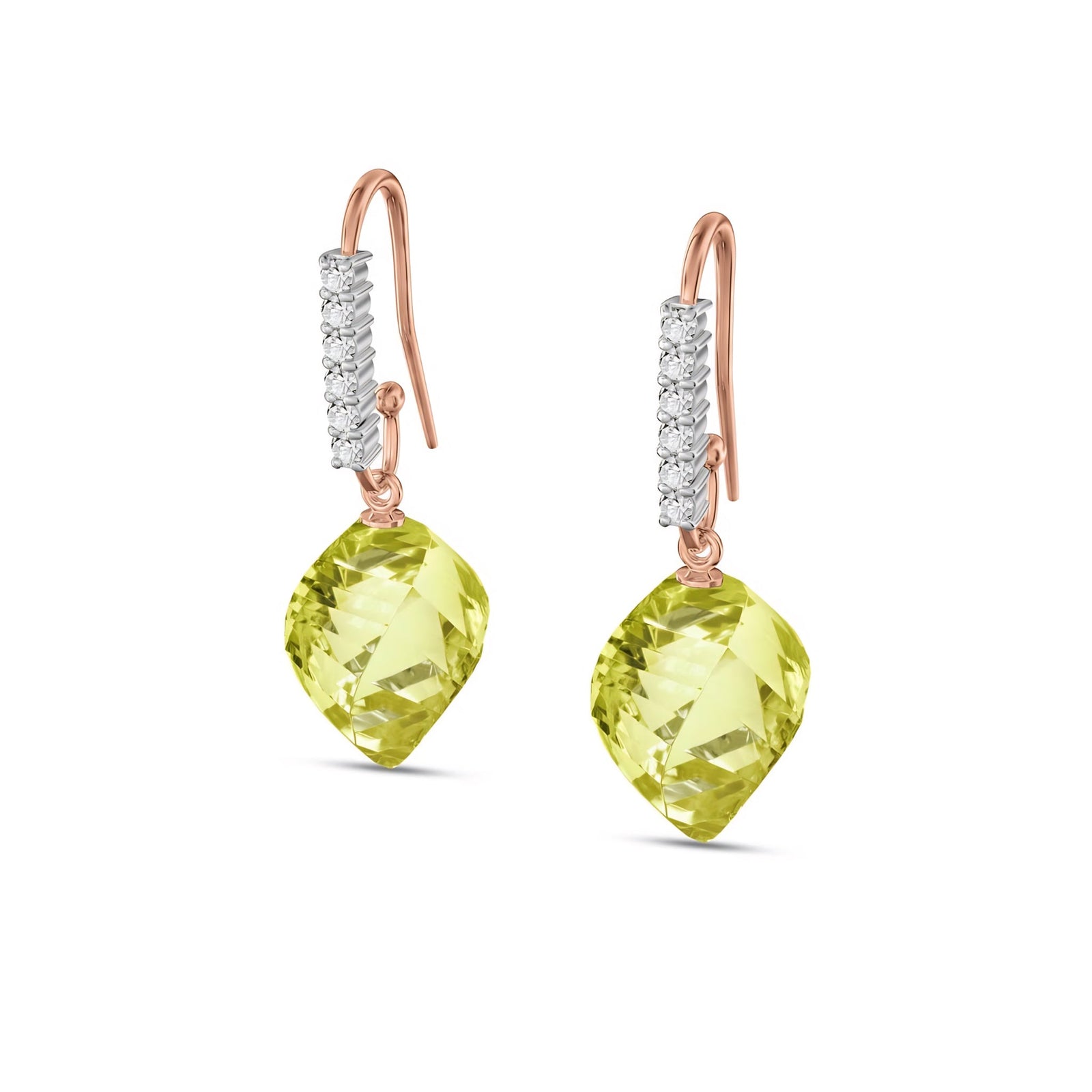 Rose Gold Earrings Lemon Quartz 10K — Giovannina