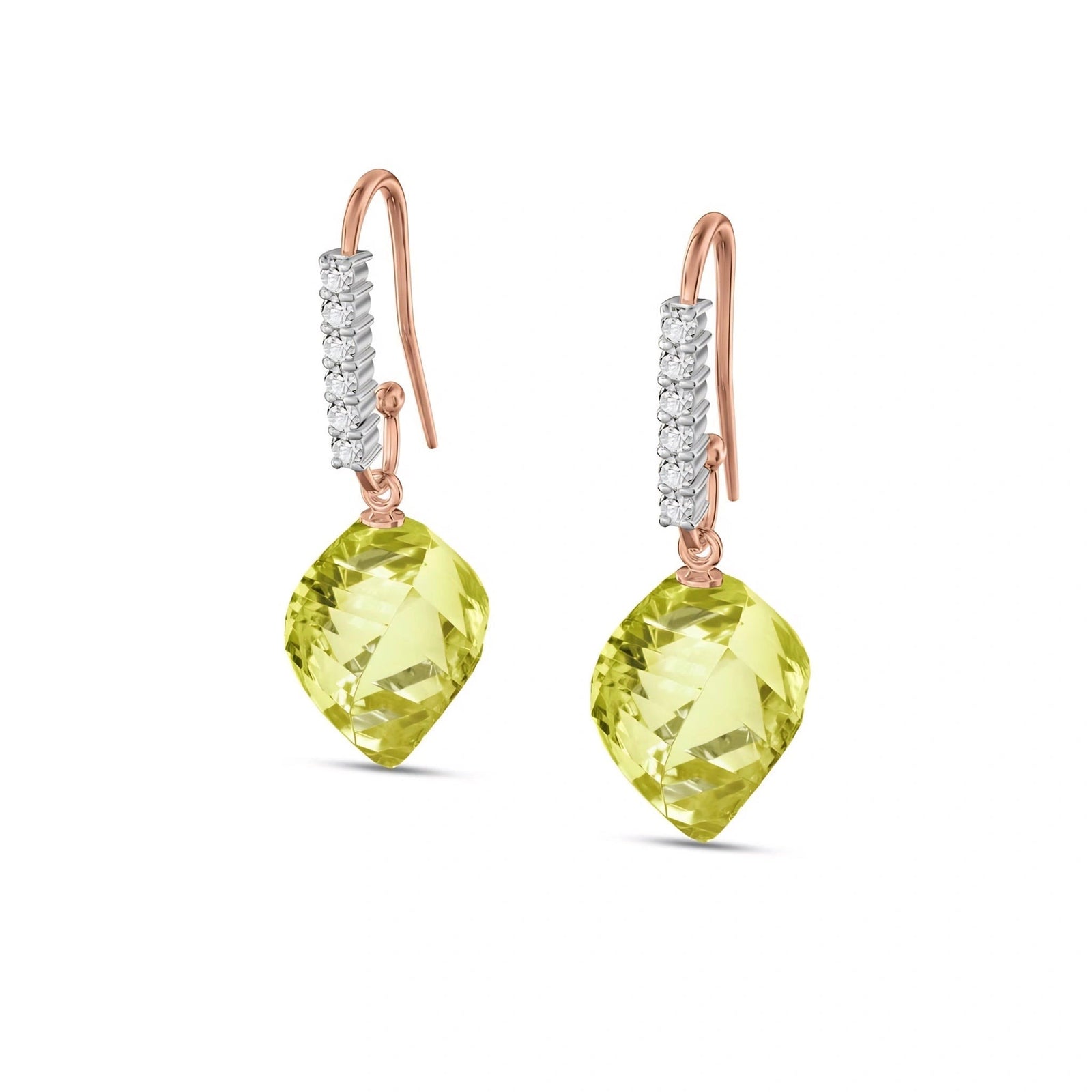 Rose Gold Earrings Lemon Quartz 10K — Giovannina