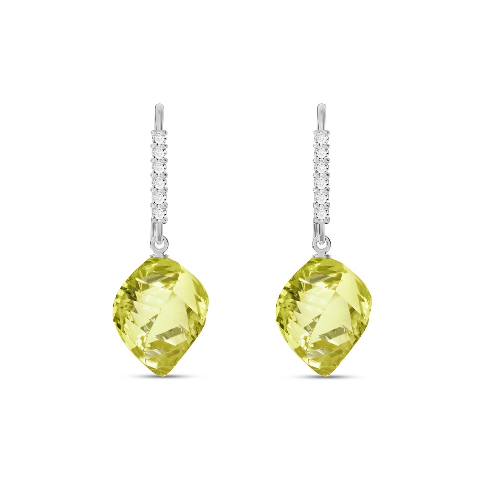 White Gold Earrings Lemon Quartz 10K — Giovannina