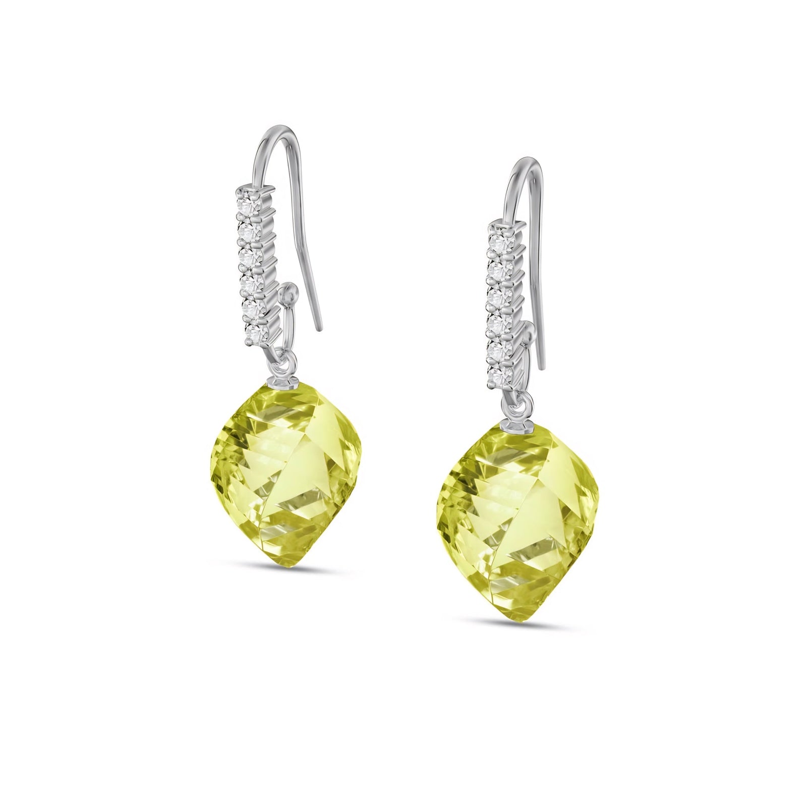 White Gold Earrings Lemon Quartz 10K — Giovannina