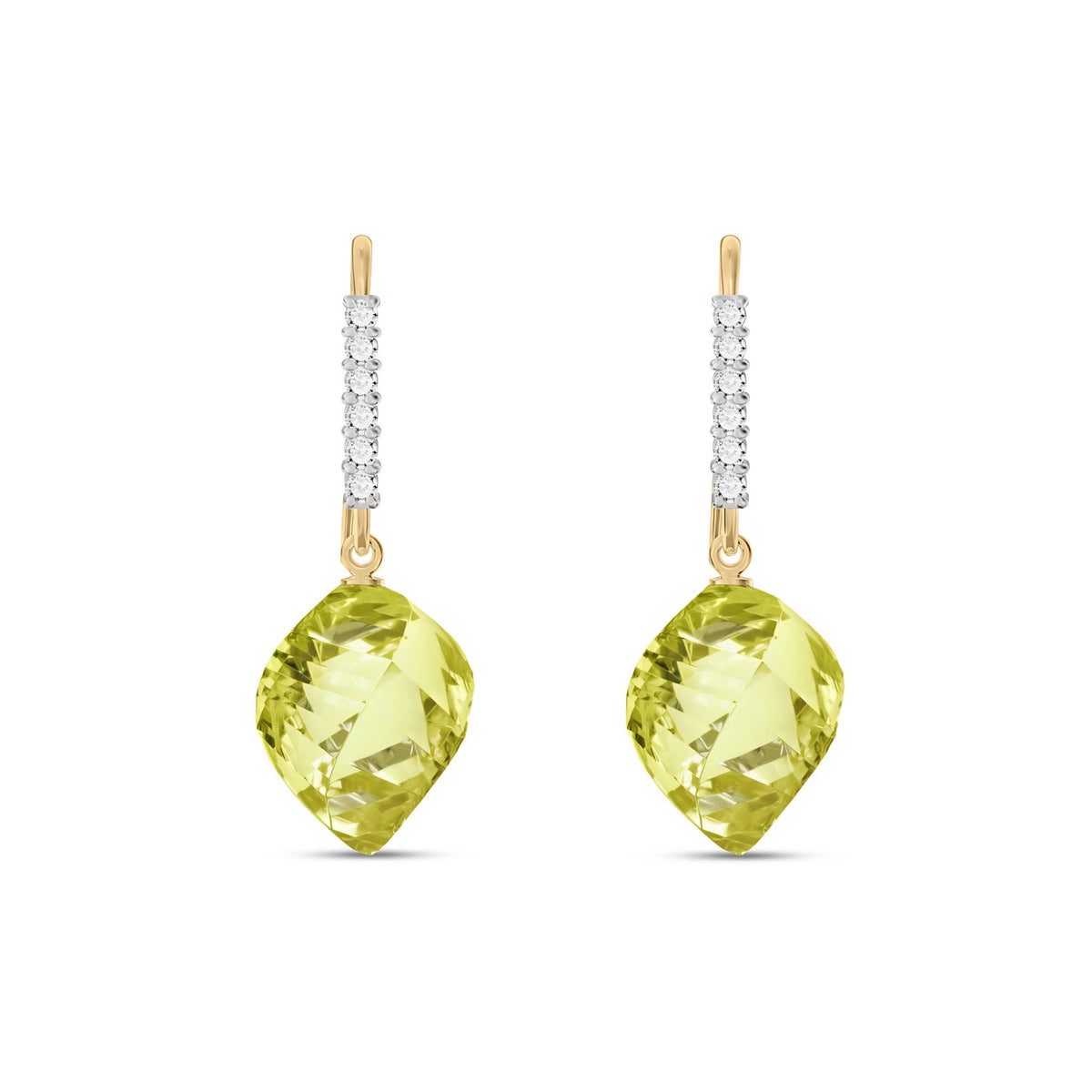 Yellow Gold Earrings Lemon Quartz 10K — Giovannina