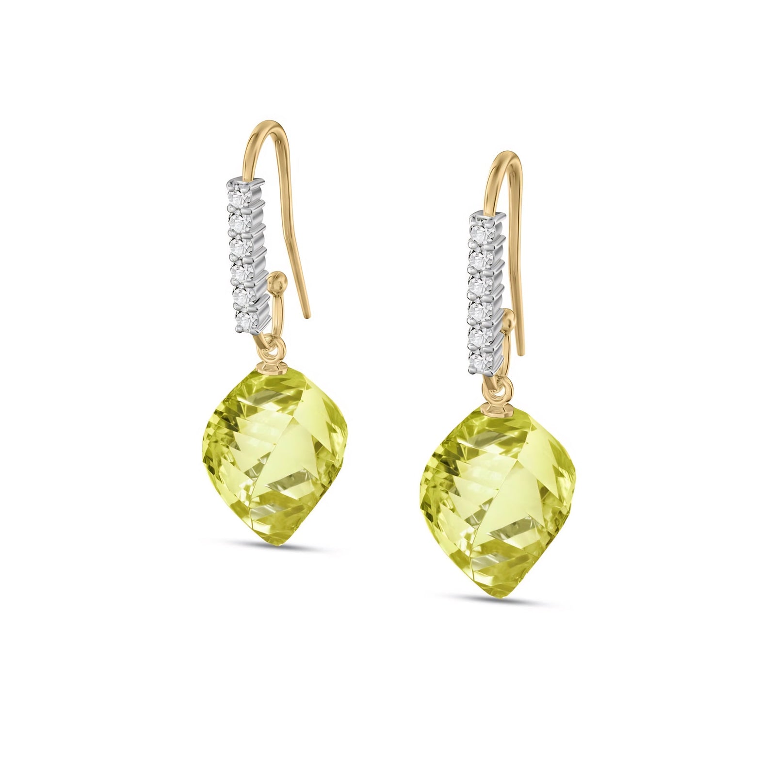 Yellow Gold Earrings Lemon Quartz 10K — Giovannina