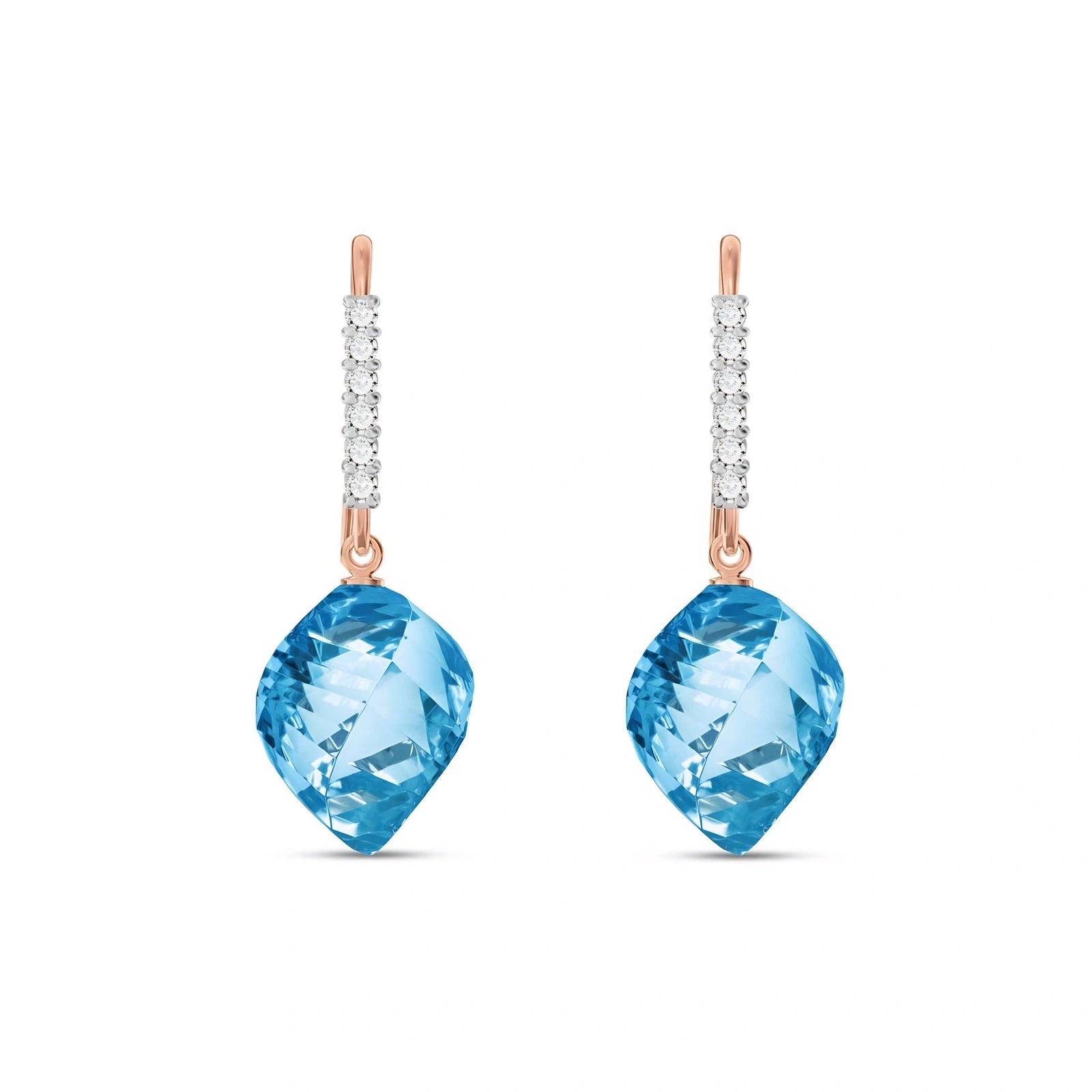 Rose Gold Earrings Blue Topaz 10K — Giovannina