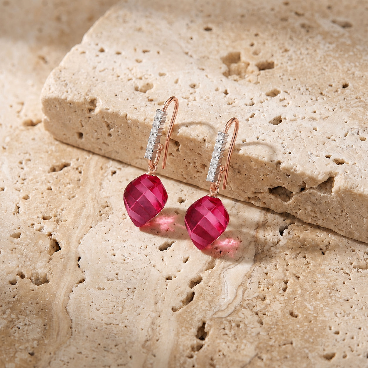 Rose Gold Earrings Blue Topaz 10K — Giovannina