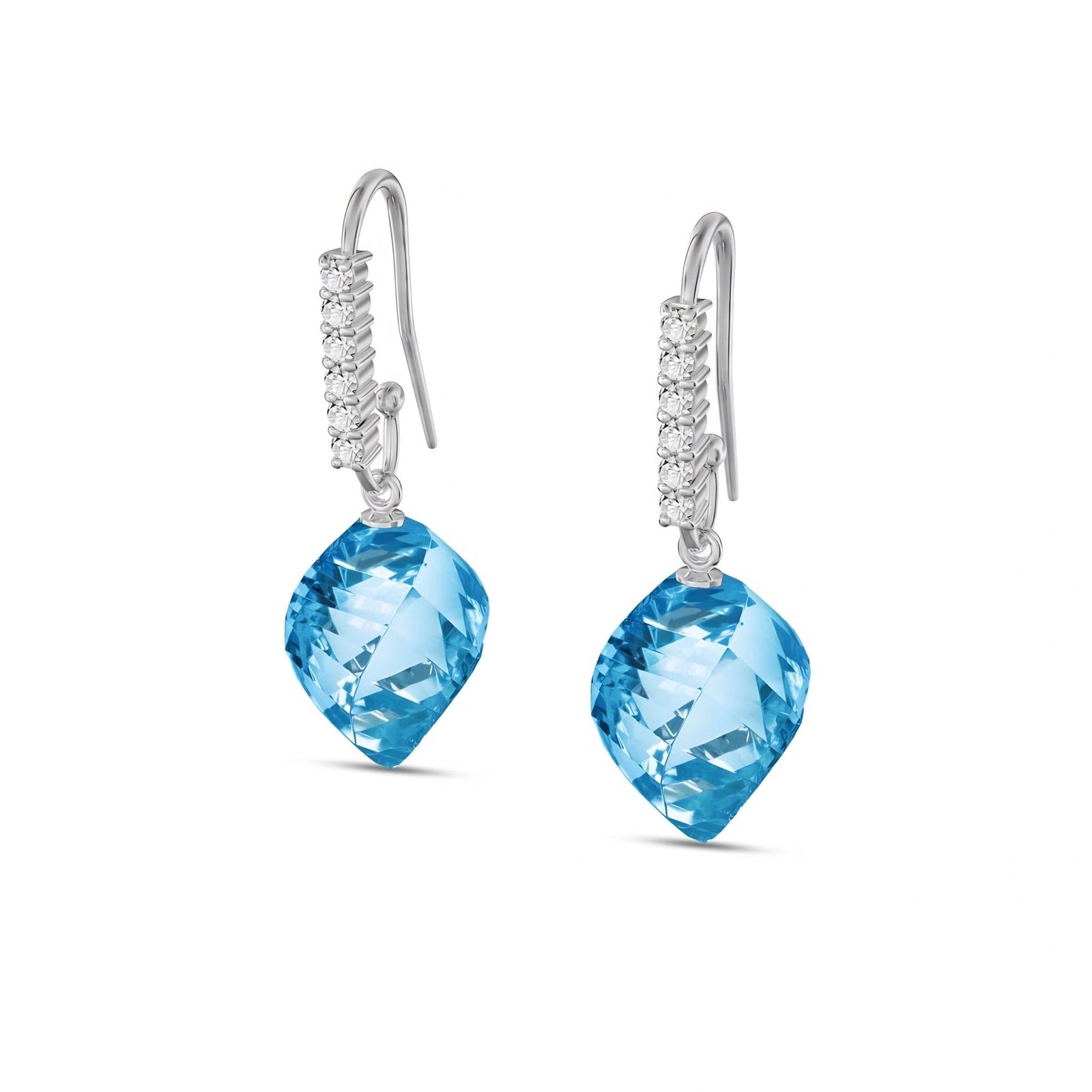 White Gold Earrings Blue Topaz 10K — Giovannina