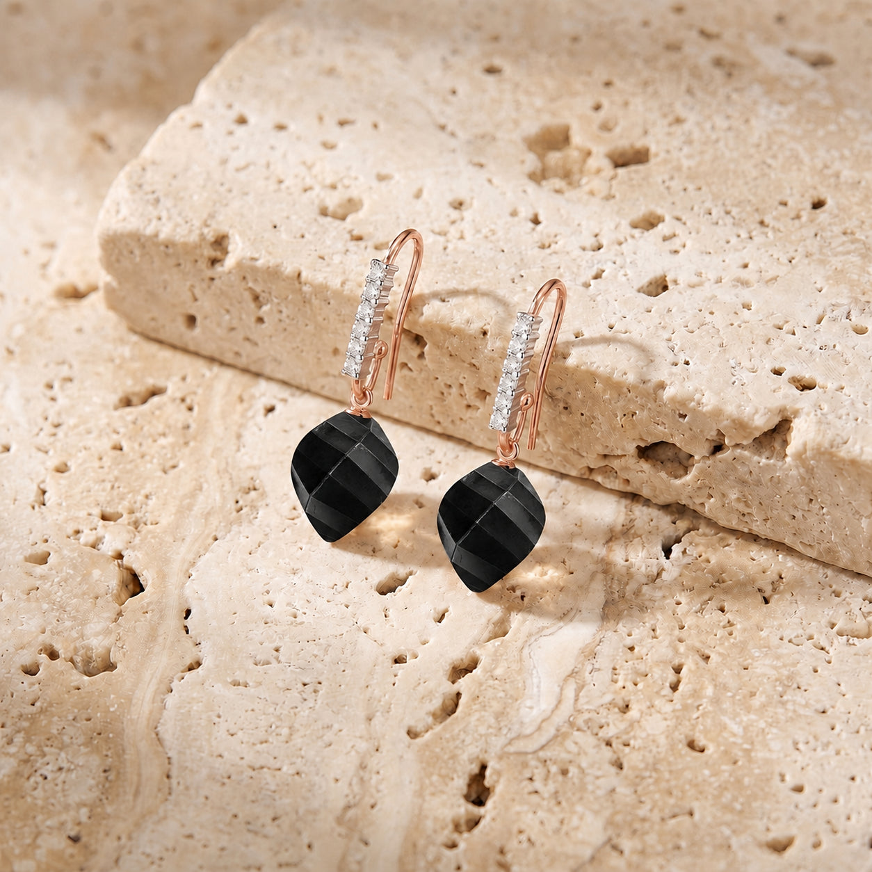 Rose Gold Earrings Sapphire 10K — Giovannina