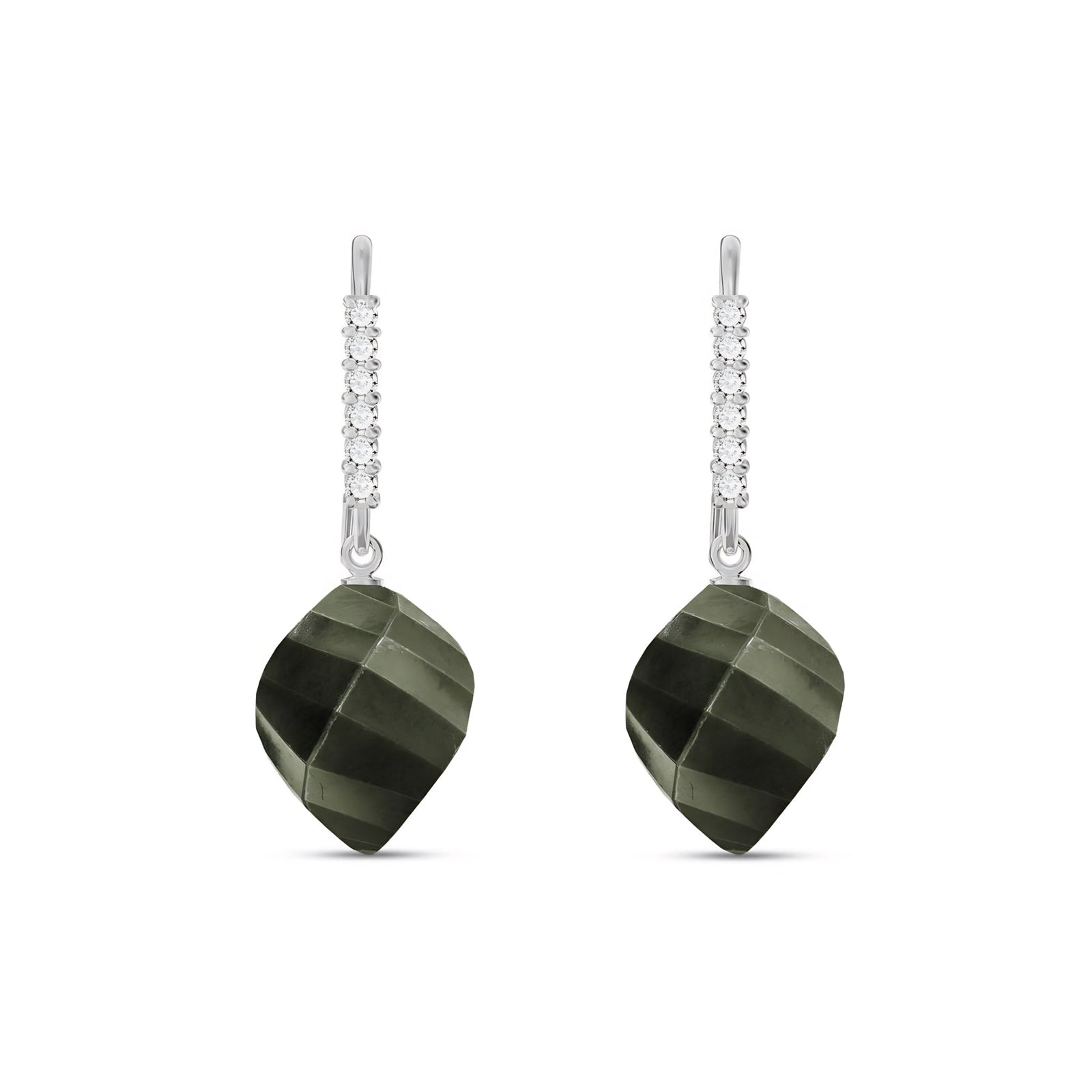 White Gold Earrings Sapphire 10K — Giovannina
