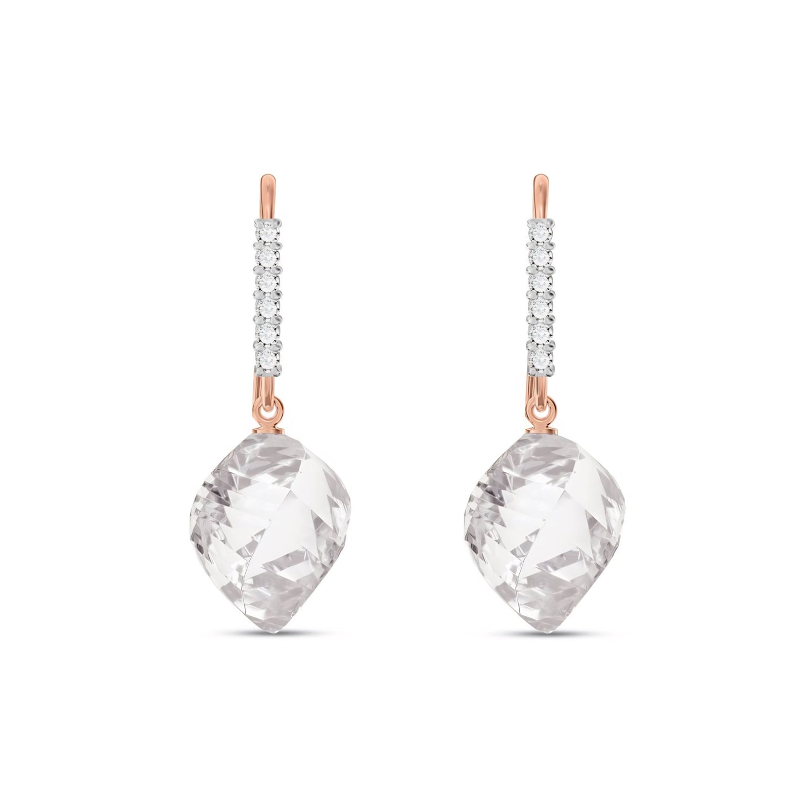 Rose Gold Earrings Emerald 10K — Giovannina