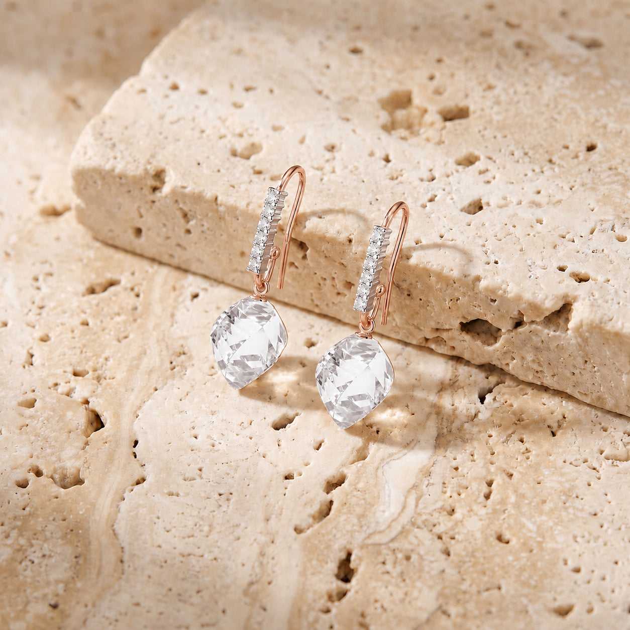 Rose Gold Earrings Emerald 10K — Giovannina