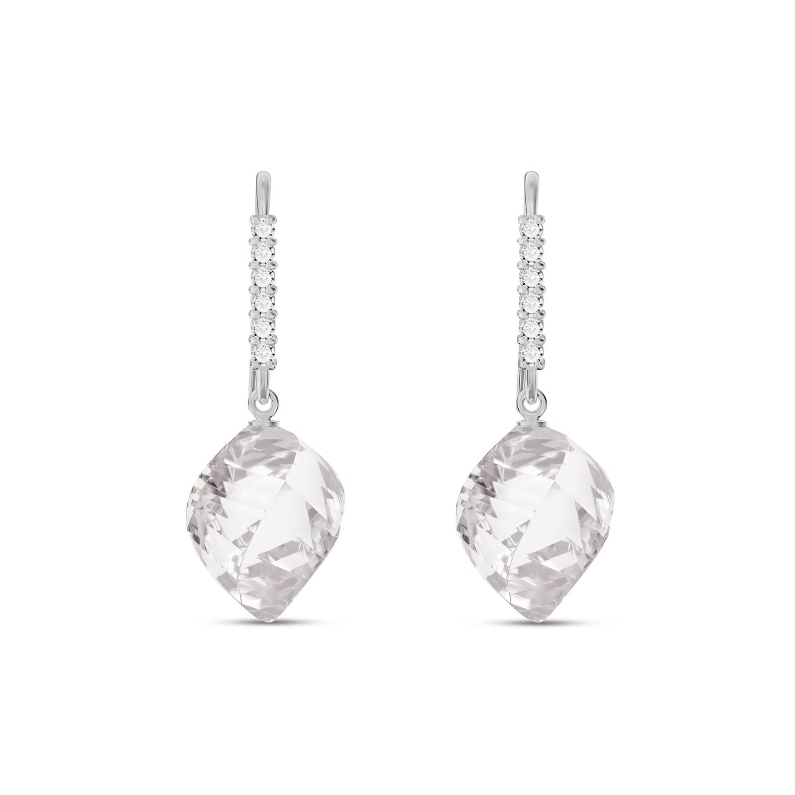White Gold Earrings Emerald 10K — Giovannina