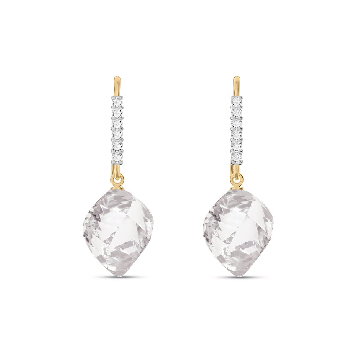 Yellow Gold Earrings Emerald 10K — Giovannina