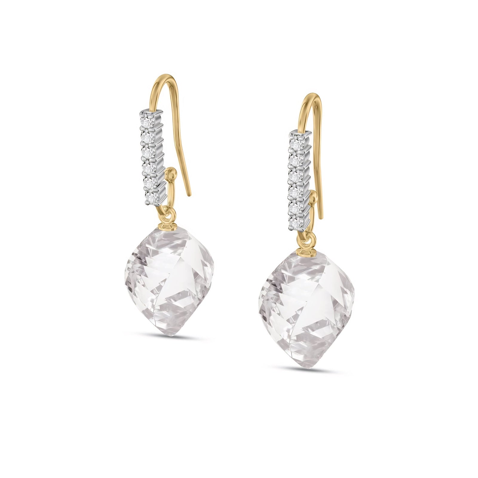 Yellow Gold Earrings Emerald 10K — Giovannina