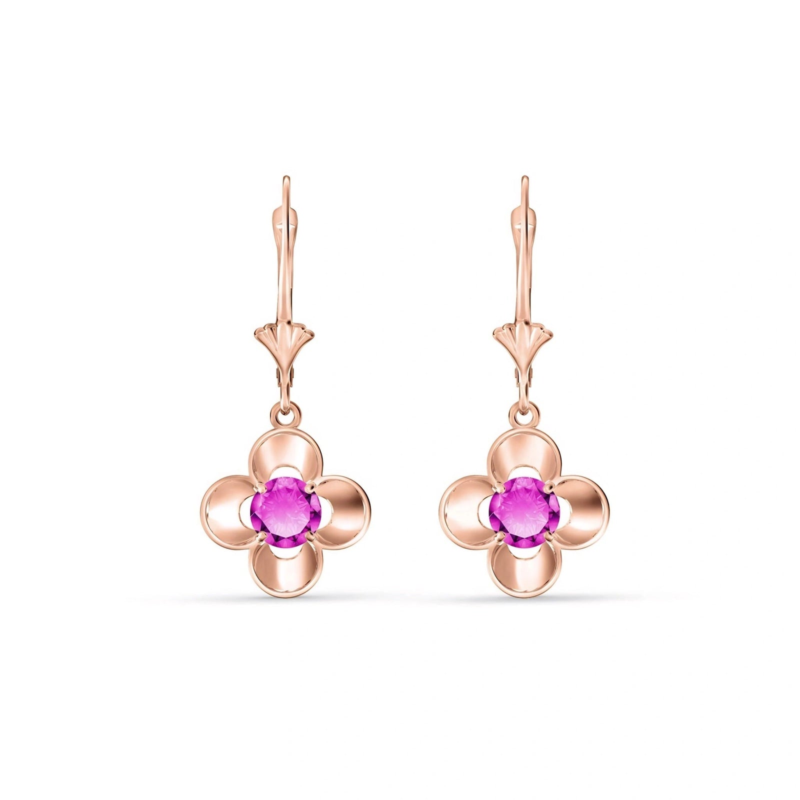 Rose Gold Belle Earrings Pink Topaz 10K — Diamante