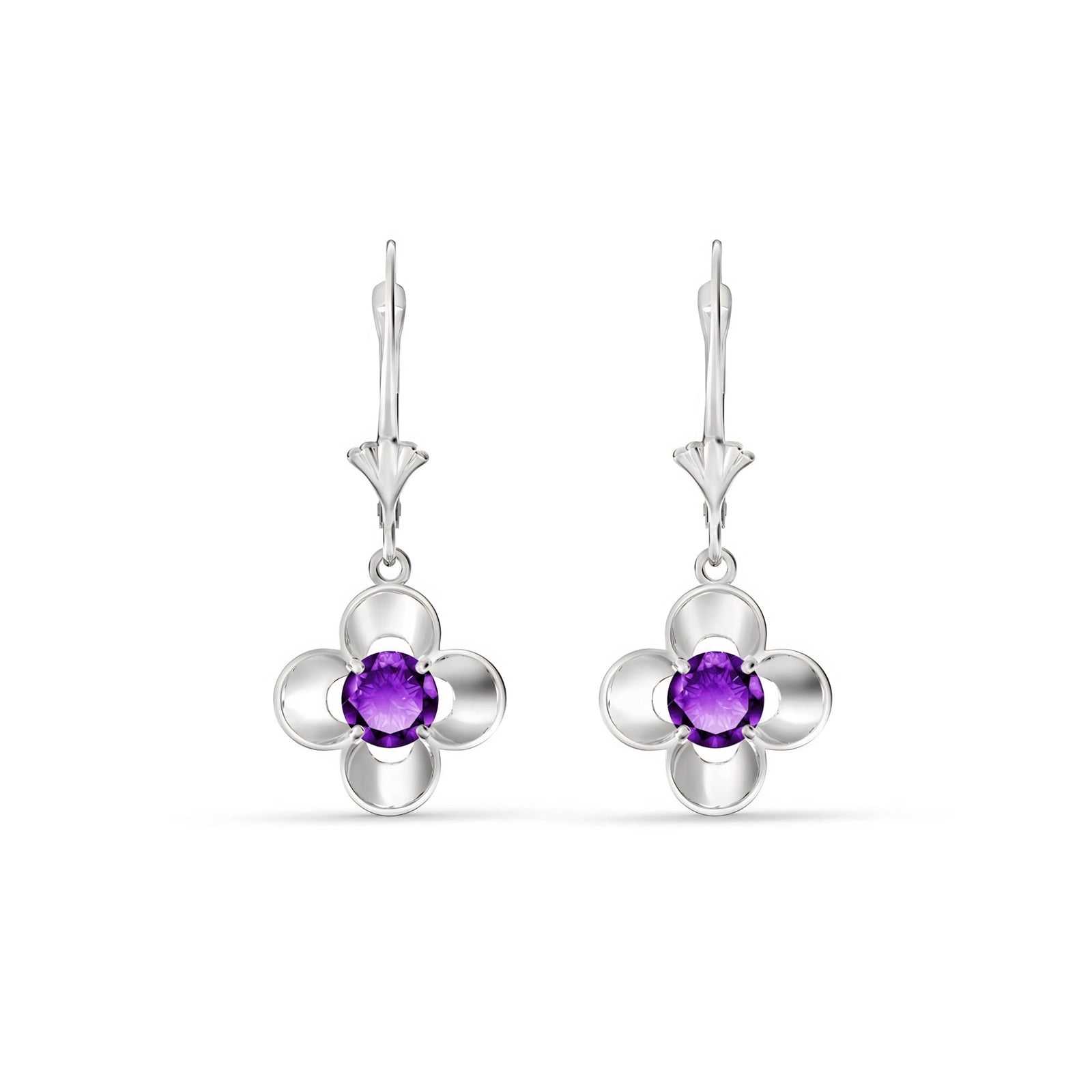 White Gold Belle Earrings Pink Topaz 10K — Diamante